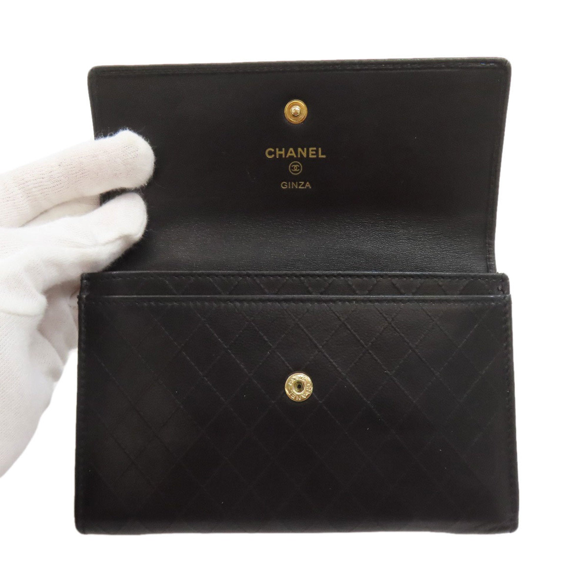 Chanel Black Leather Coin Purse/Coin Case (Pre-Owned)