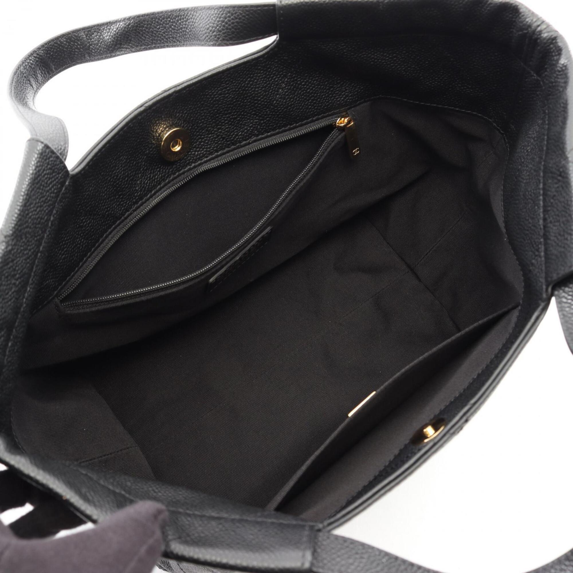 Chanel Black Grained Calfskin Handbag Tote Bag (Pre-Owned)
