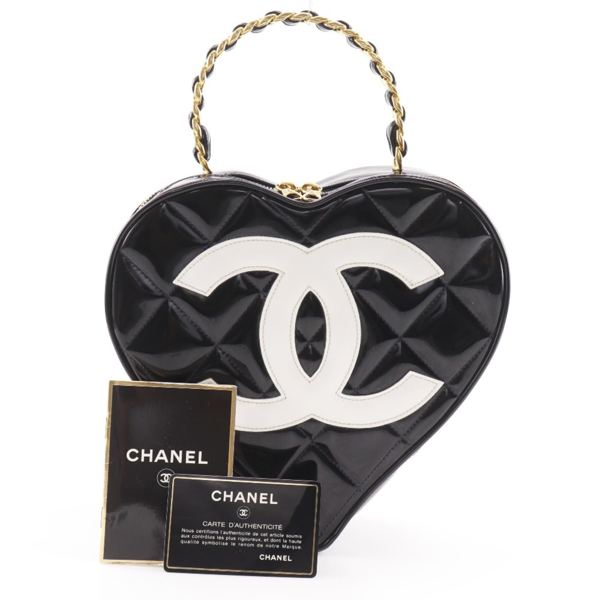 Chanel Black Patent Leather Leather Handbag (Pre-Owned)