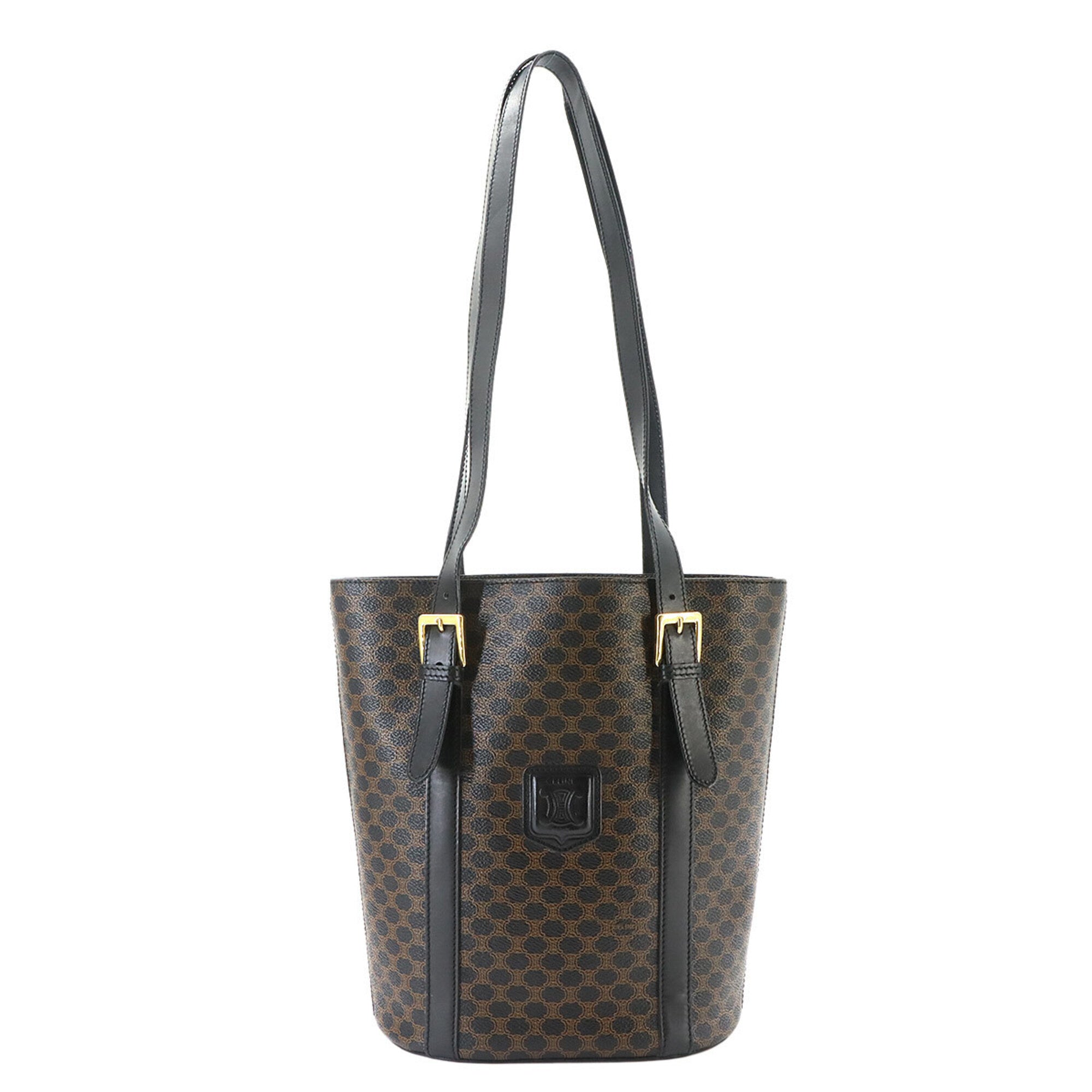 Celine Macadam Black Brown Pvc Leather Handbag Tote Bag (Pre-Owned)