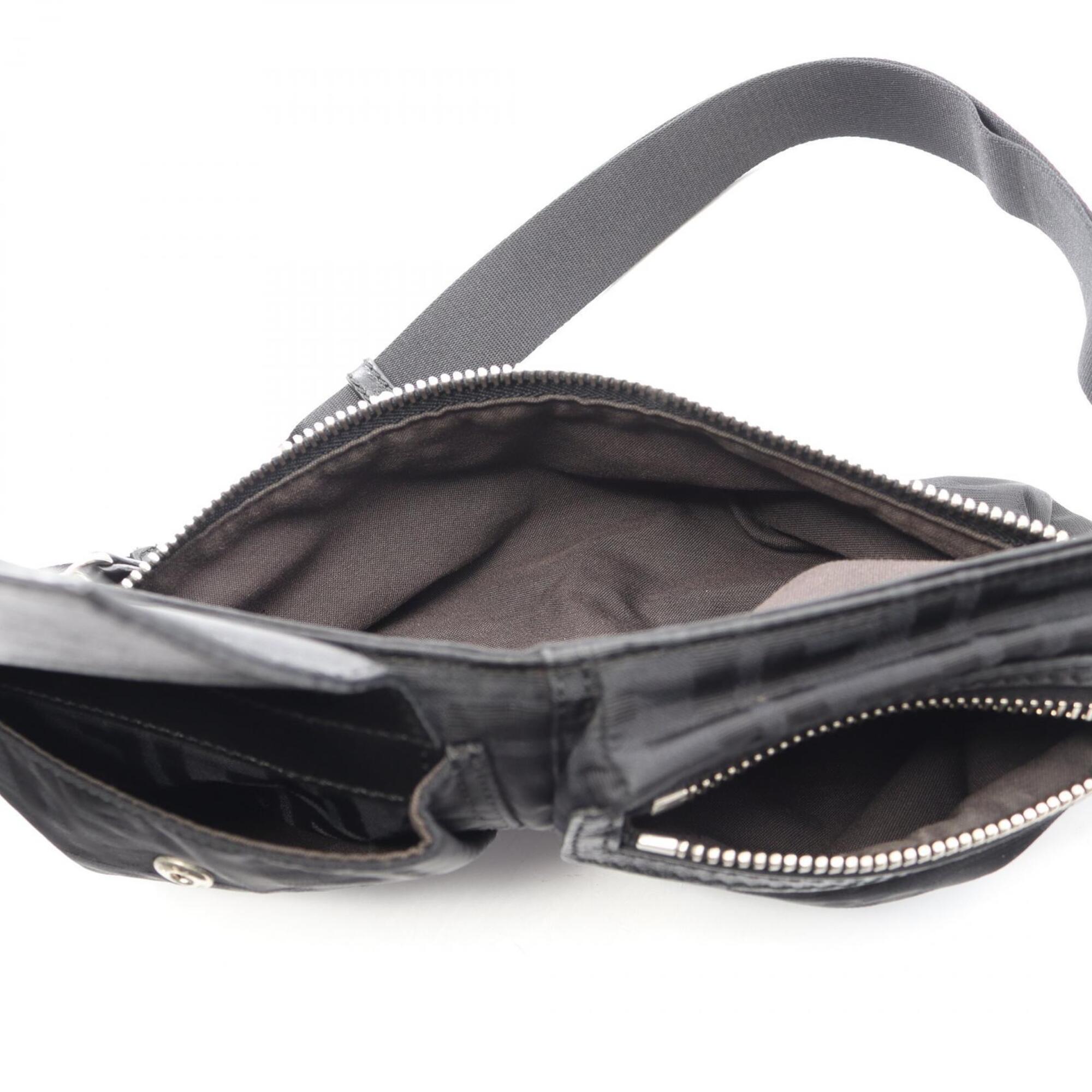 Fendi Zucca Black Nylon Leather Fanny Pack Handbag (Pre-Owned)
