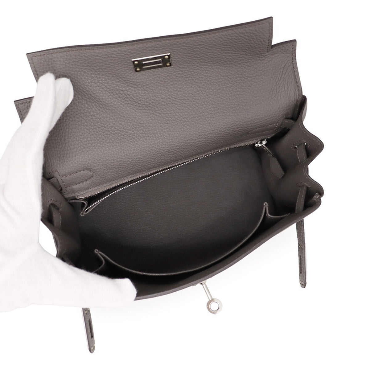 Hermes Etain Togo Leather Handbag (Pre-Owned)