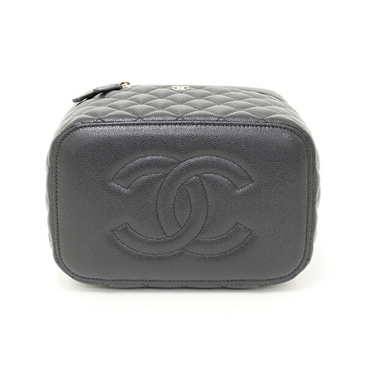 Chanel Black Grained Calfskin Handbag Vanity Bag (Pre-Owned)