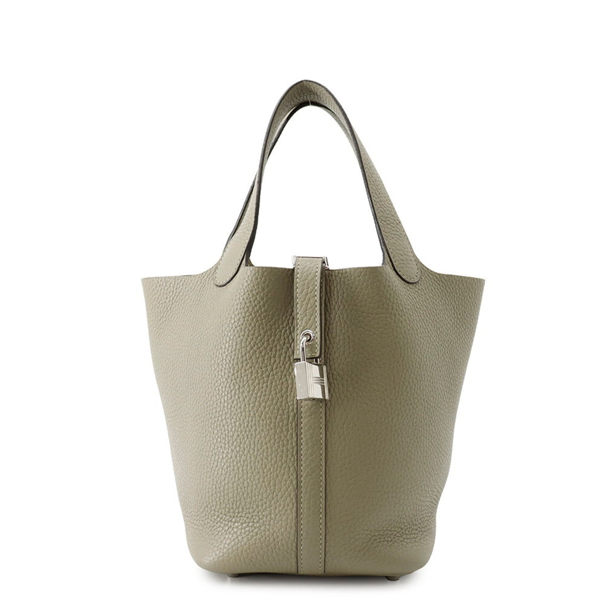 Hermes Picotin Silver Taurillon Clemence Leather Handbag Tote Bag (Pre-Owned)