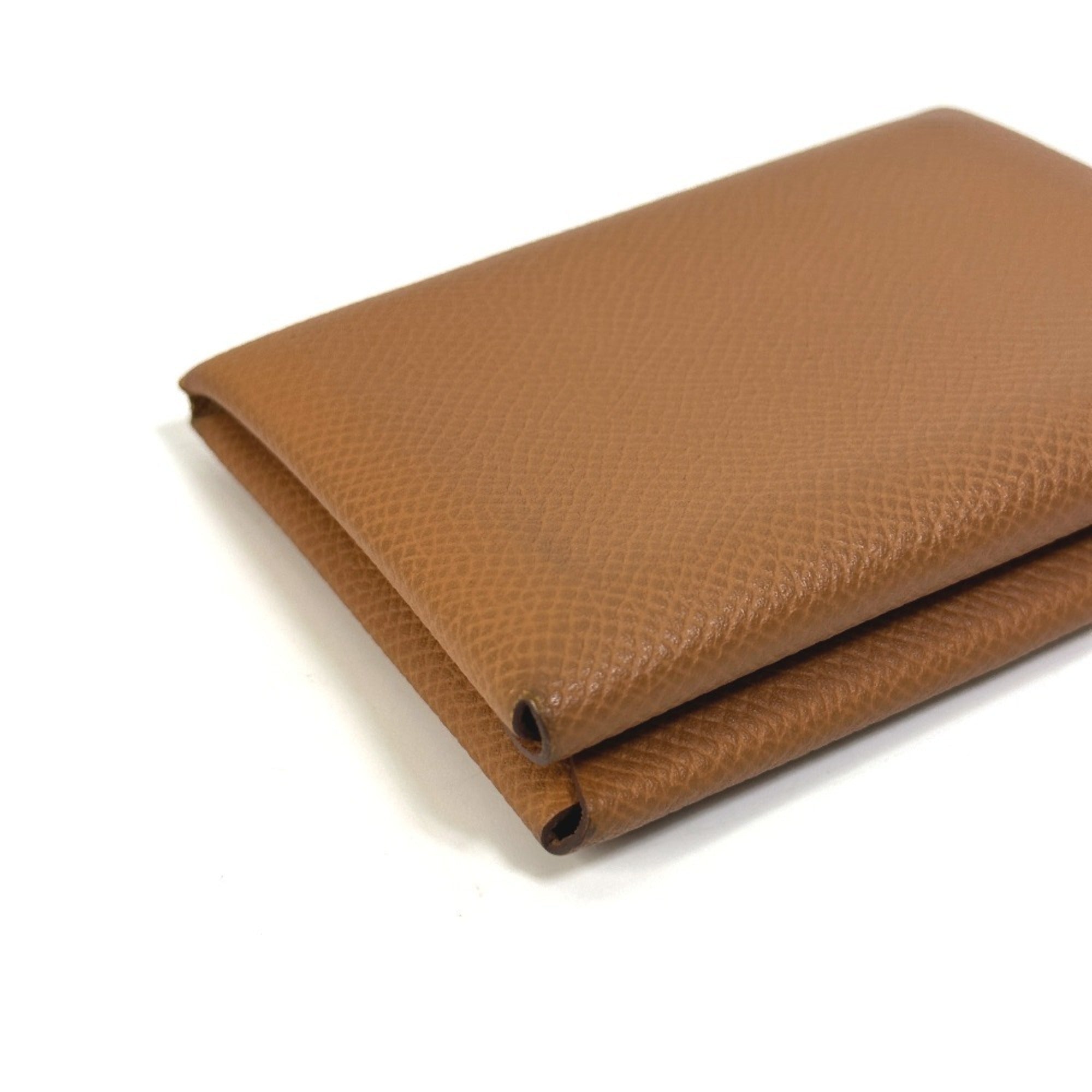 Hermes Brown Gold Brown Epsom Leather Coin Purse/Coin Case (Pre-Owned)