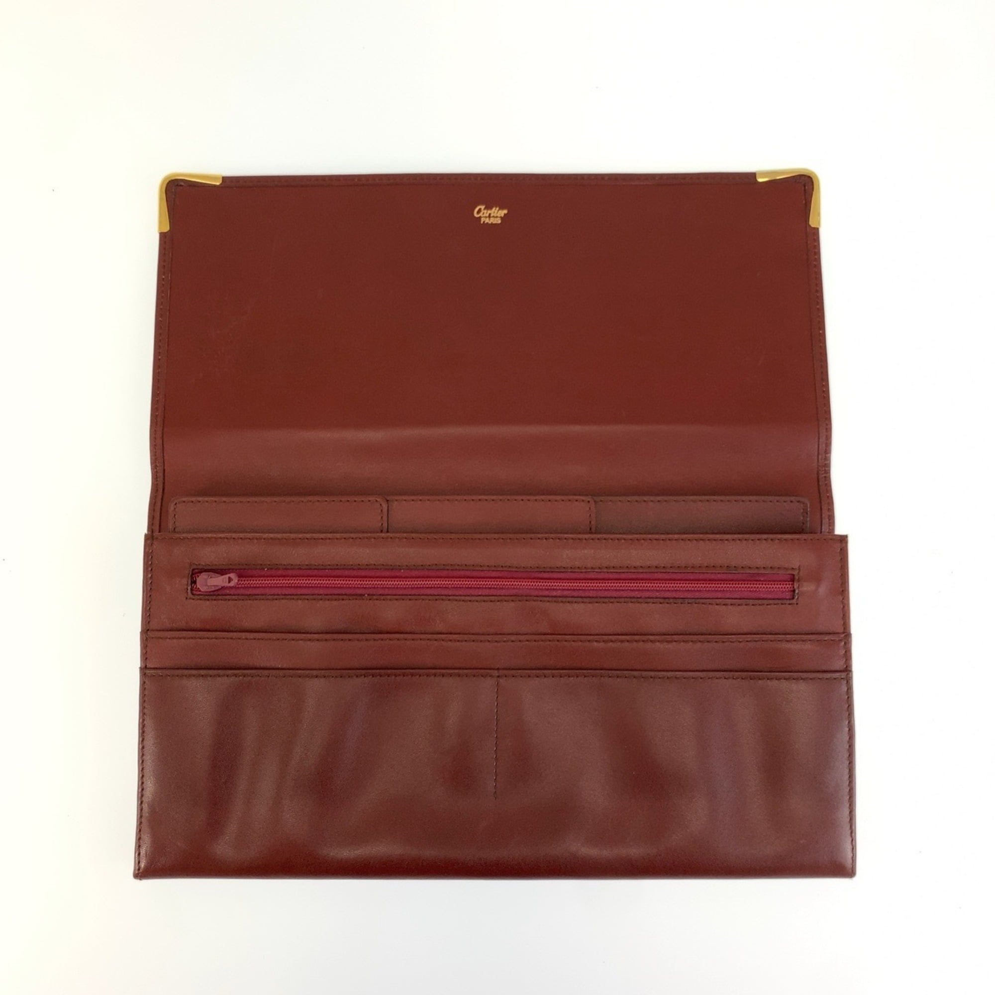 Cartier Wine Red Leather Clutch Bag (Pre-Owned)