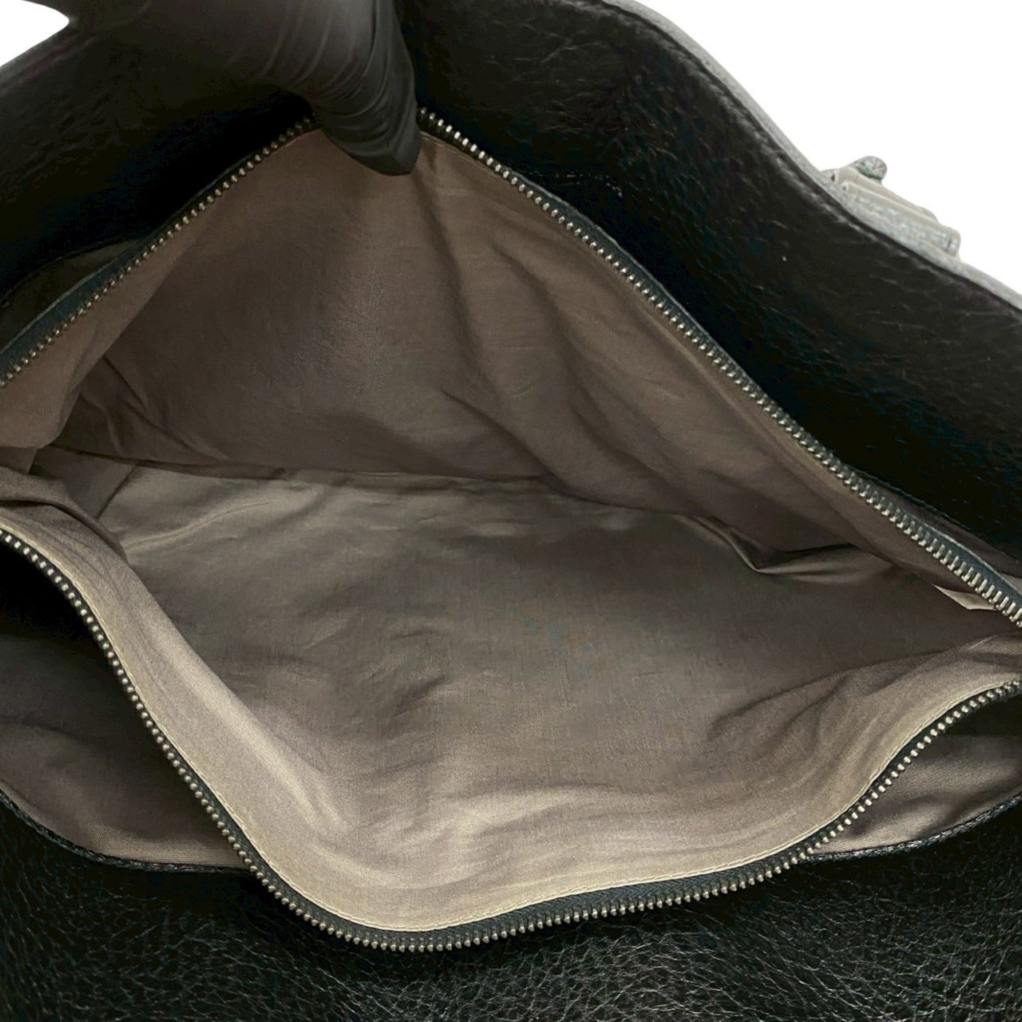Bottega Veneta Black Leather Handbag Tote Bag (Pre-Owned)