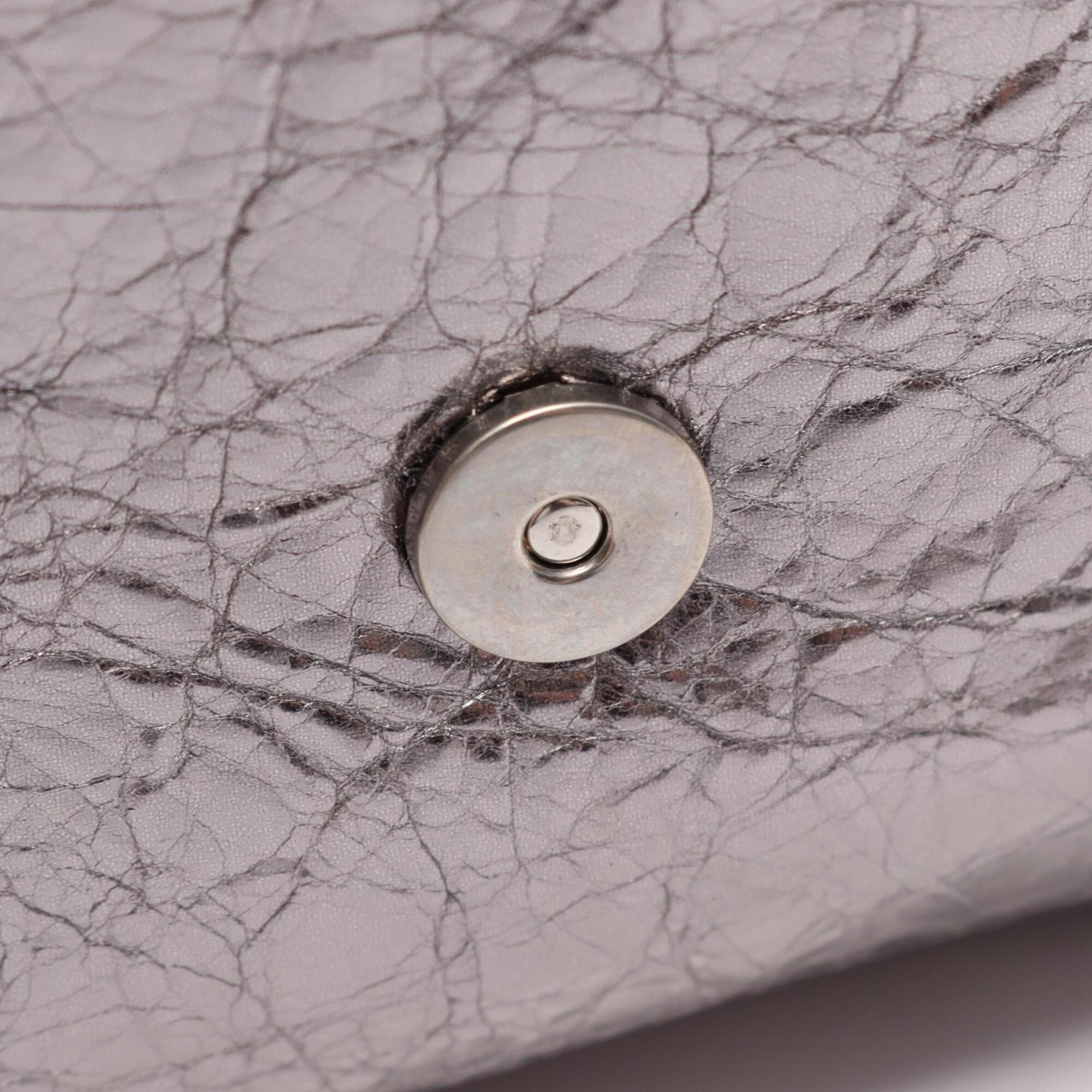 Balenciaga Silver Leather Handbag Shoulder Bag (Pre-Owned)