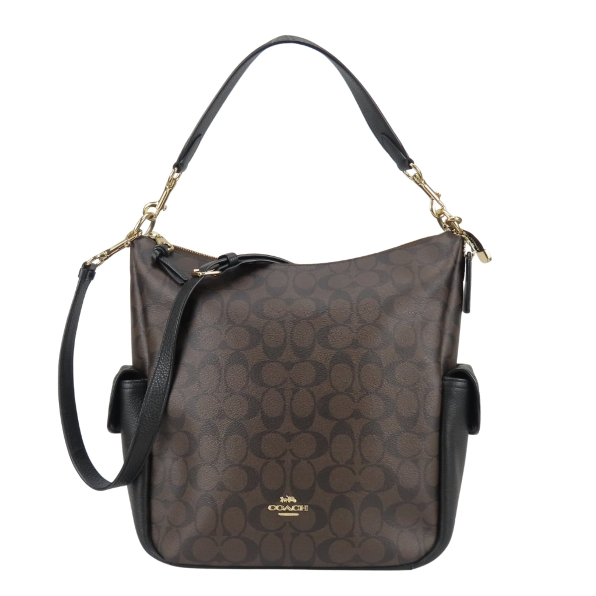 Coach Black Dark Brown Pvc Leather Shoulder Bag (Pre-Owned)