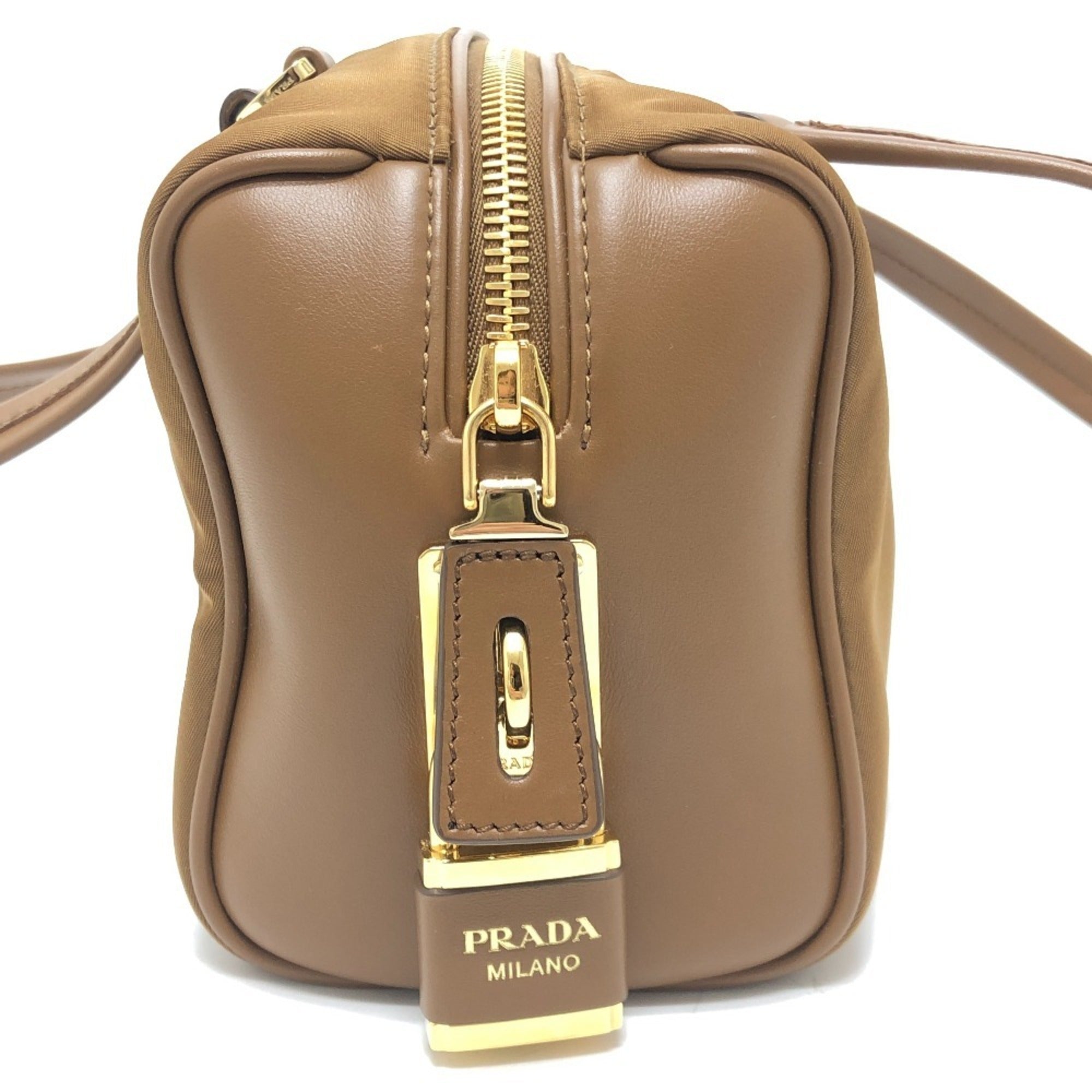 Prada Brown Nylon Leather Shoulder Bag (Pre-Owned)