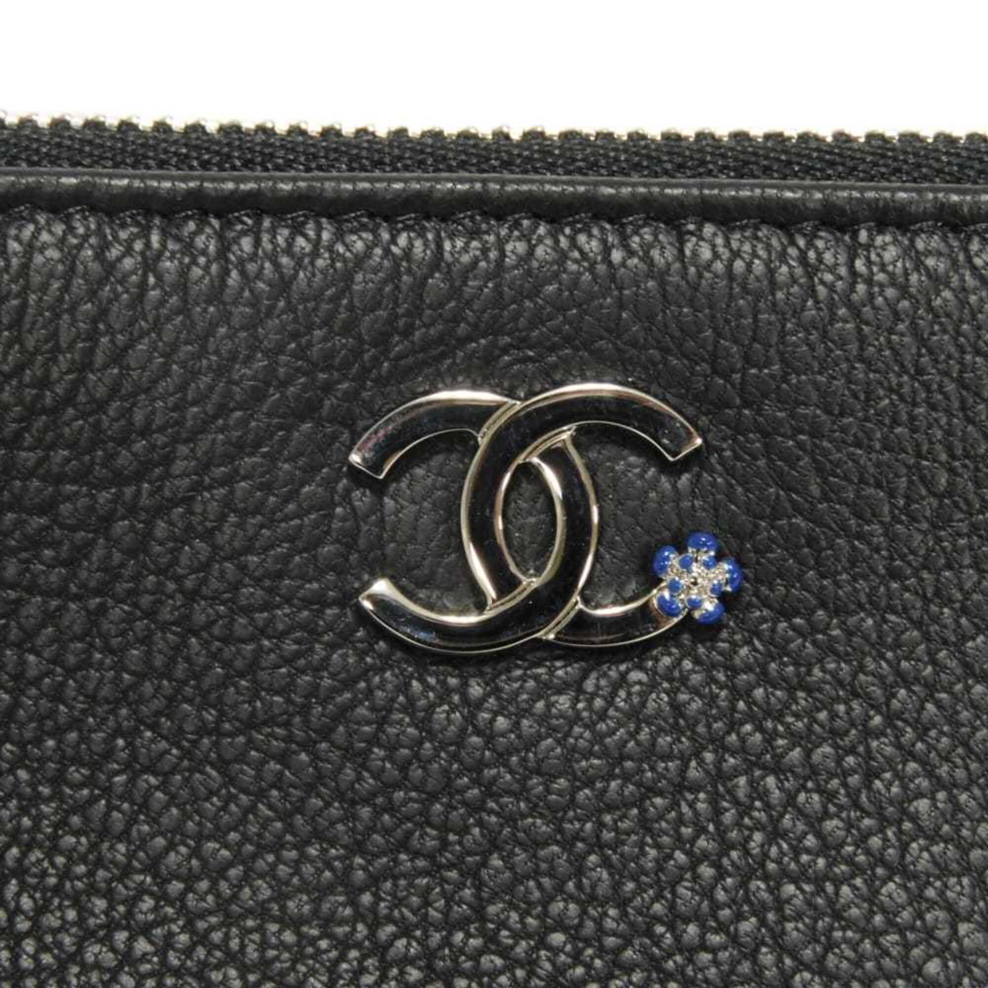 Chanel Black Leather Coin Purse/Coin Case (Pre-Owned)