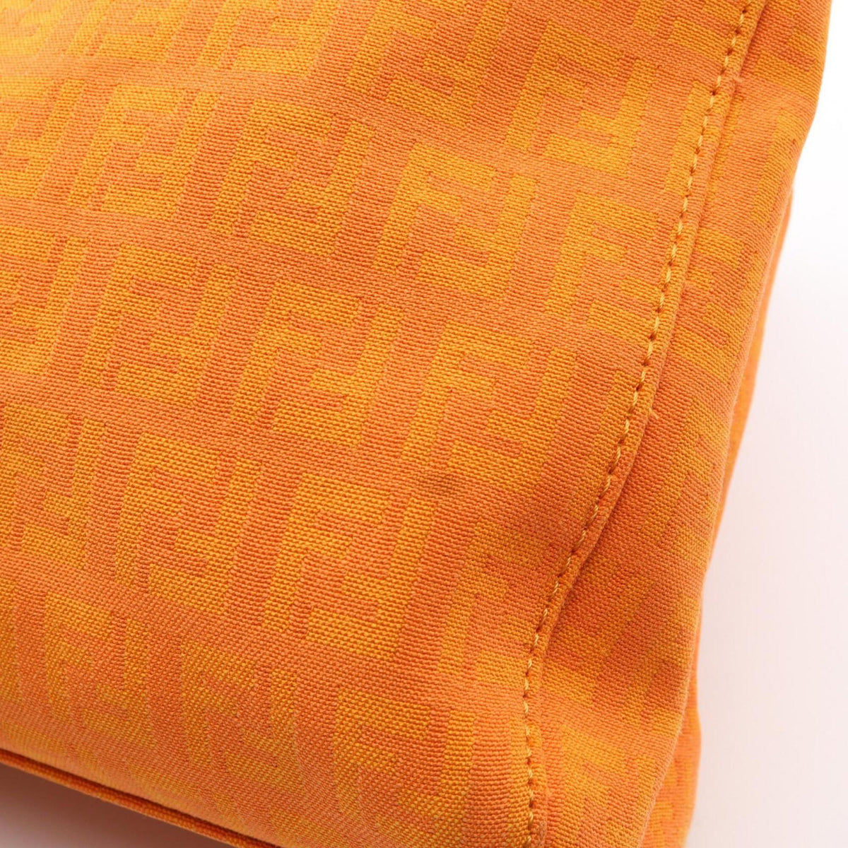 Fendi Orange Canvas Leather Handbag Tote Bag (Pre-Owned)