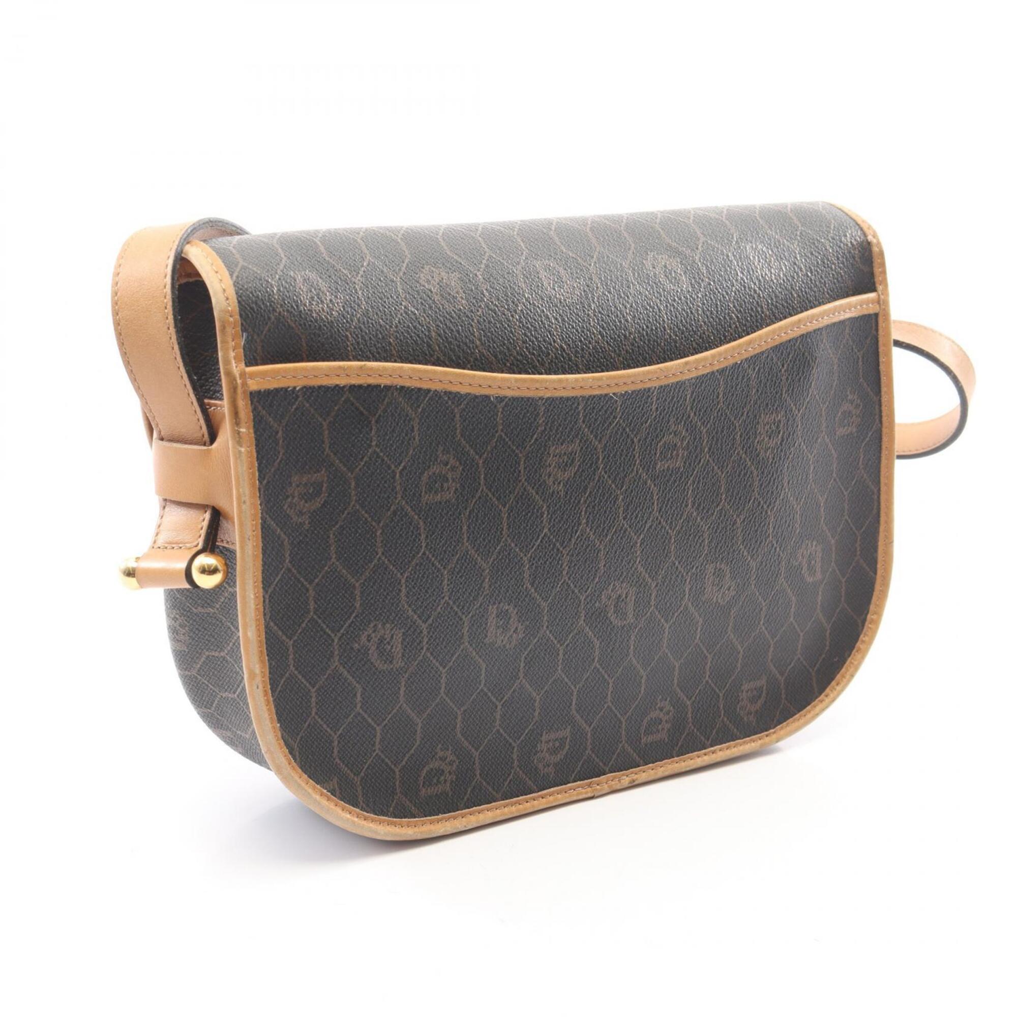 Christian Dior Black Brown Coated Canvas Pvc Leather Handbag Shoulder Bag (Pre-Owned)