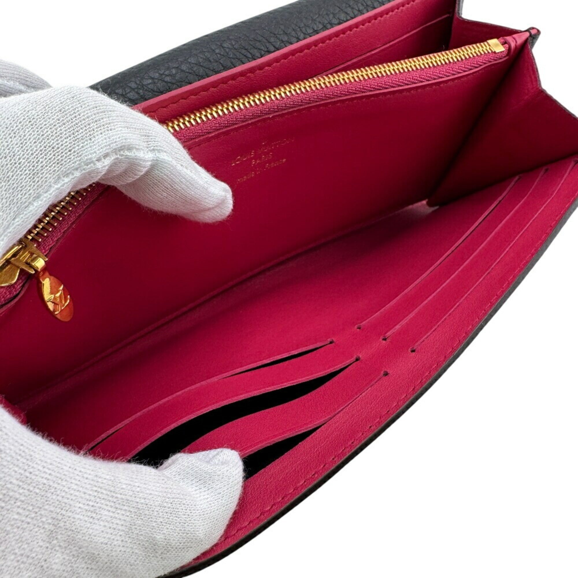 Louis Vuitton Taurillon Black Leather Long Wallet (Bi-Fold) (Pre-Owned)