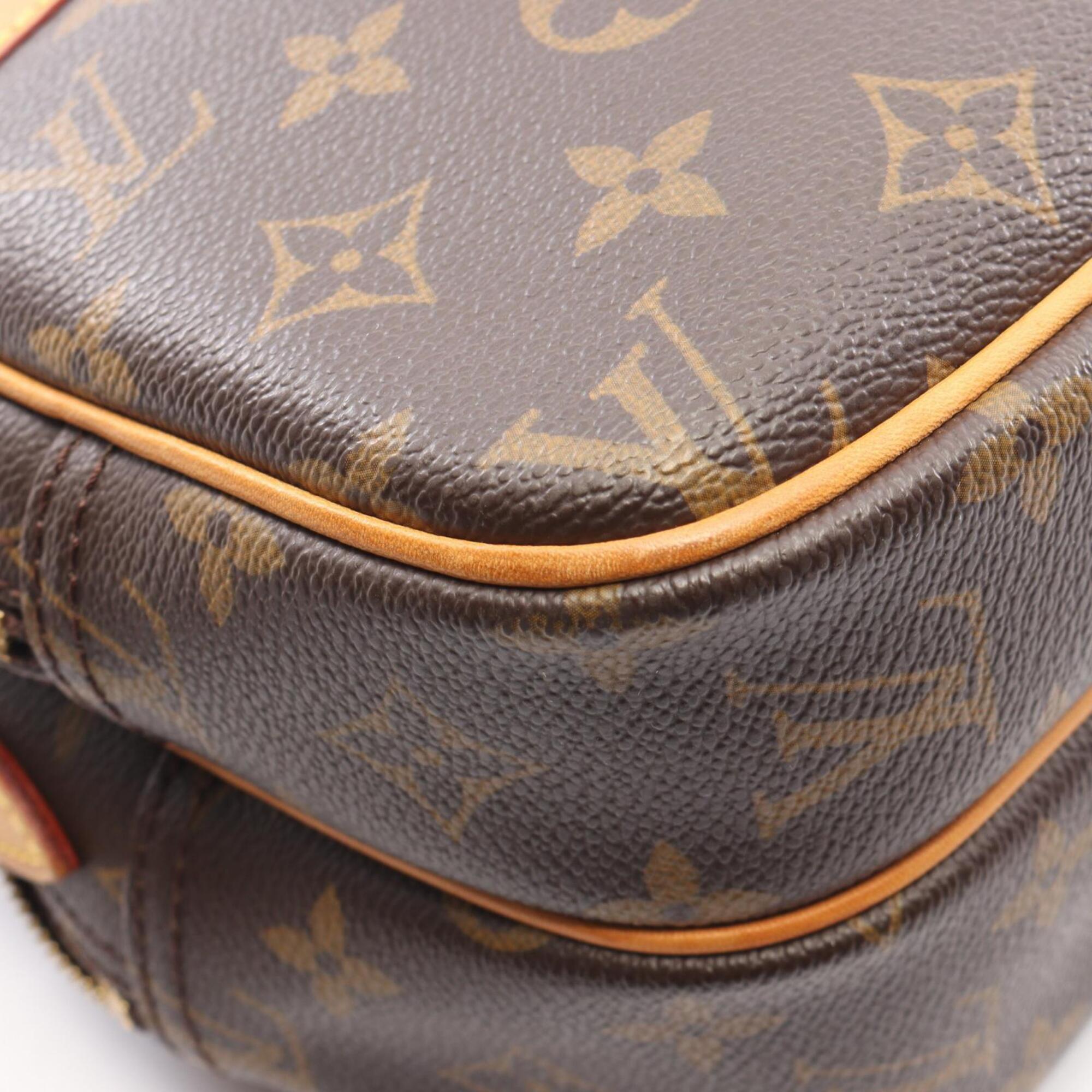 Louis Vuitton Brown Coated Canvas Leather Handbag Shoulder Bag (Pre-Owned)