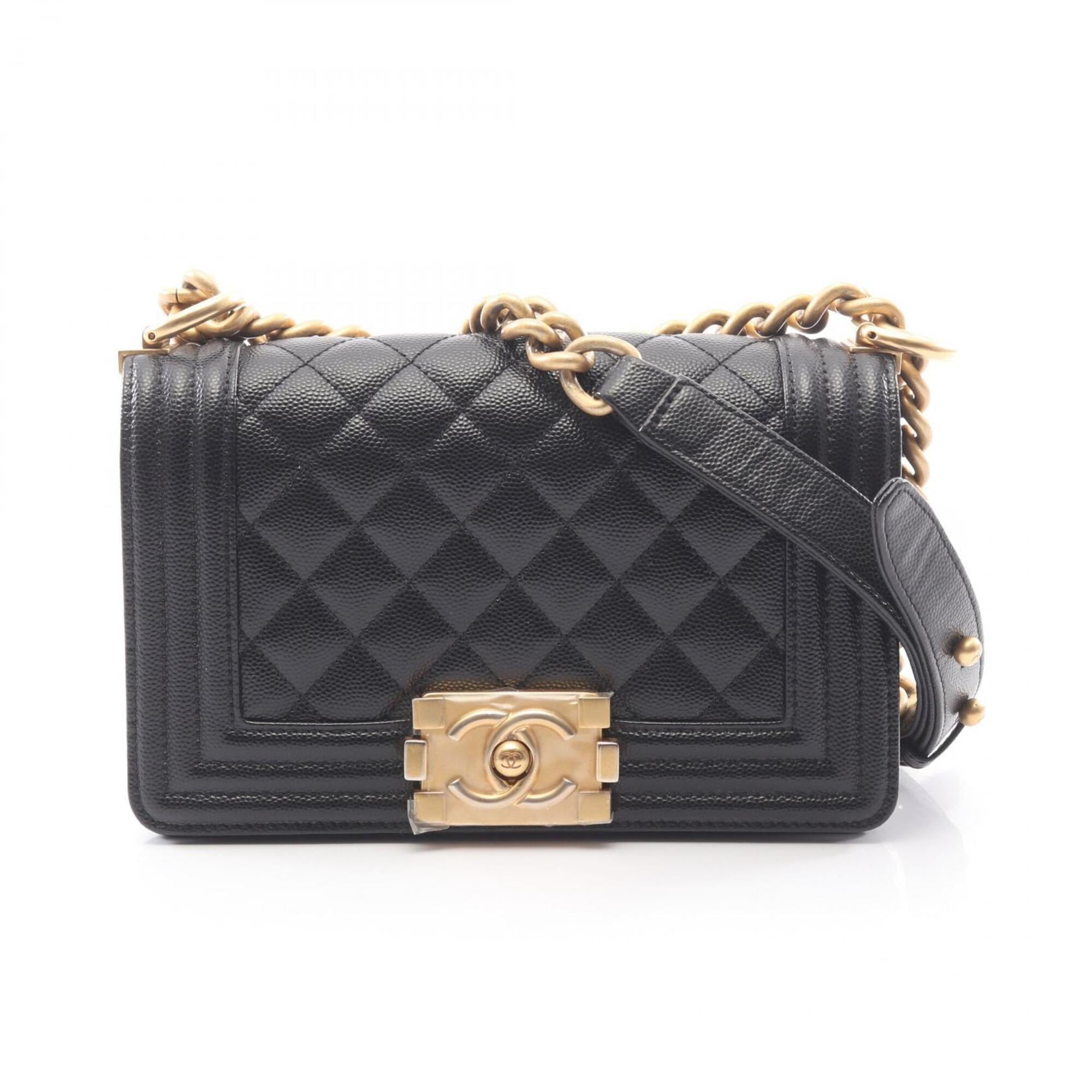 Chanel Black Grained Calfskin Handbag Shoulder Bag (Pre-Owned)
