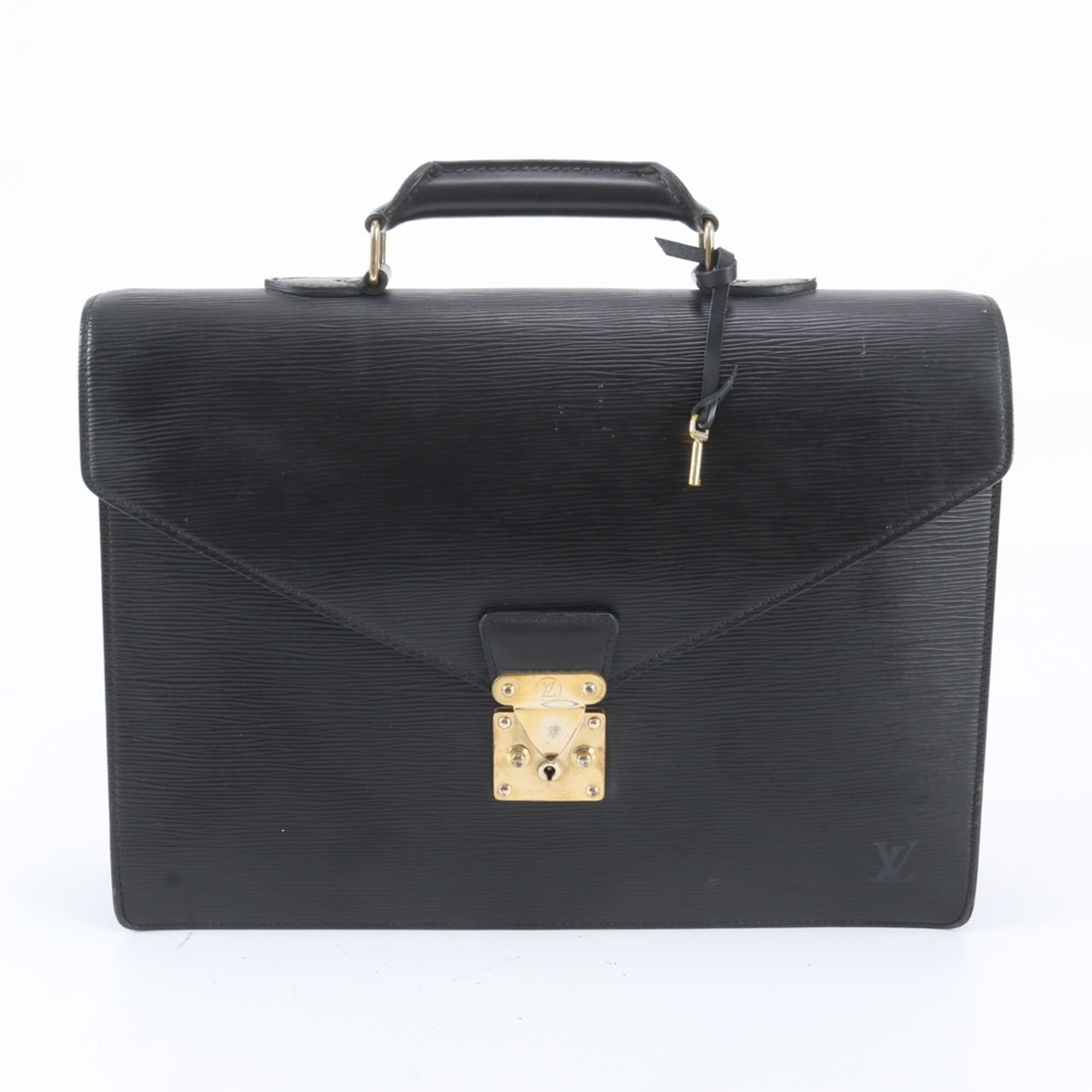 Louis Vuitton Galle Noir Leather Briefcase Handbag (Pre-Owned)