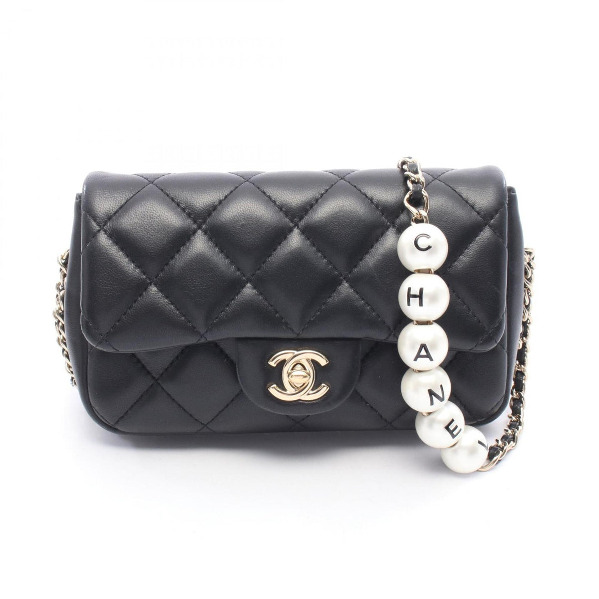 Chanel Black Leather Handbag Shoulder Bag (Pre-Owned)