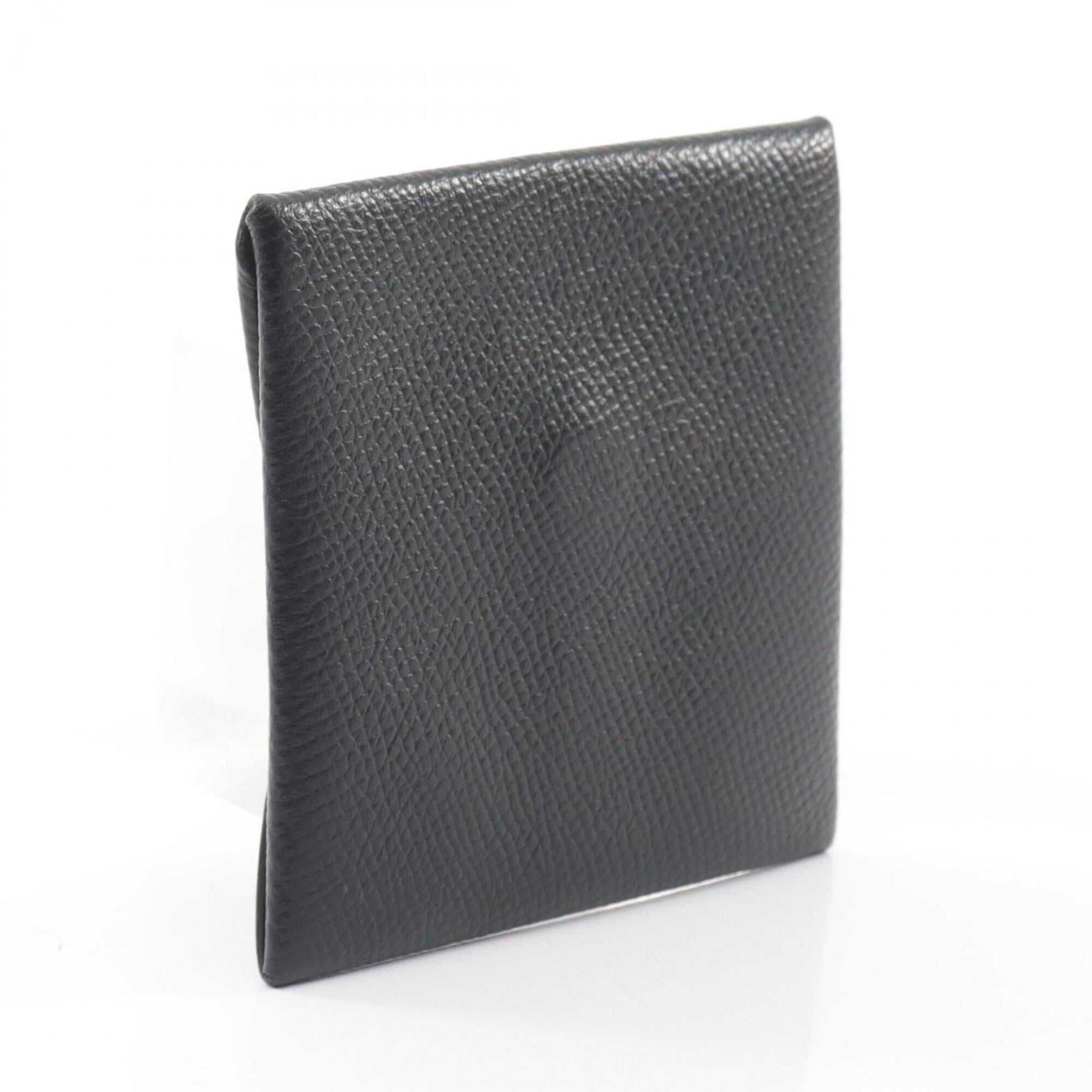 Hermes Black Green Epsom Leather Coin Purse/Coin Case (Pre-Owned)