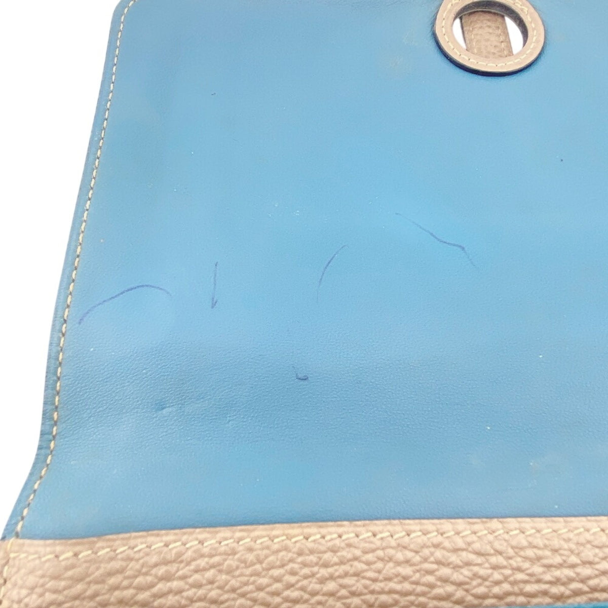 Hermes Dogon Beige Blue Togo Leather Long Wallet (Bi-Fold) (Pre-Owned)