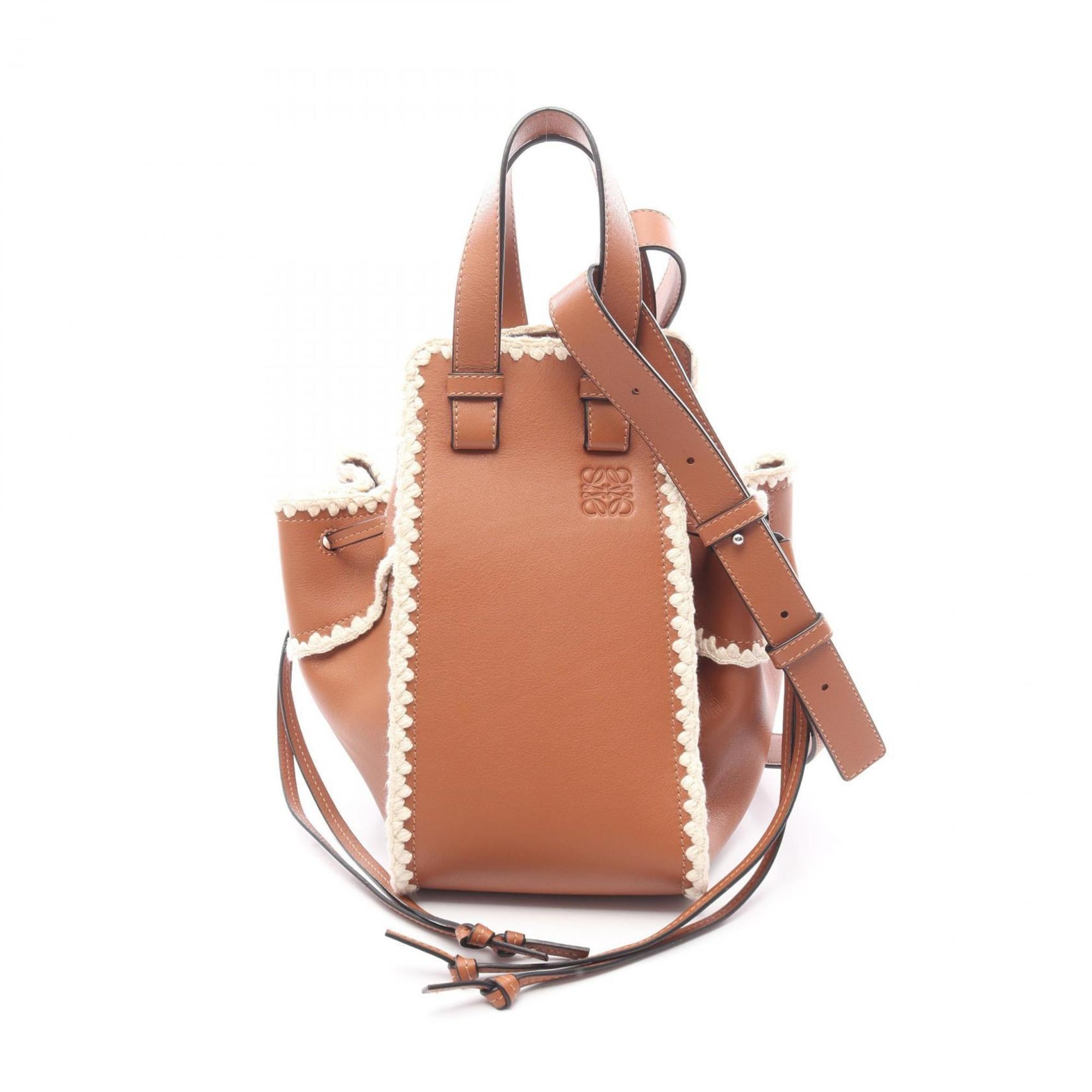 Loewe Brown White Leather Handbag (Pre-Owned)