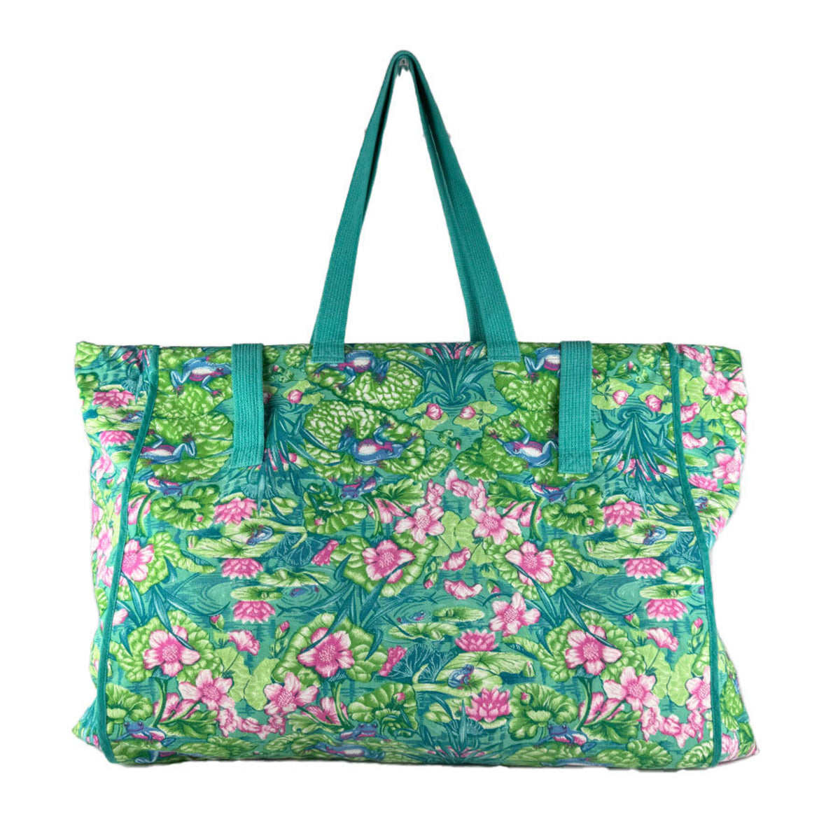 Hermes Green Canvas Handbag Tote Bag (Pre-Owned)