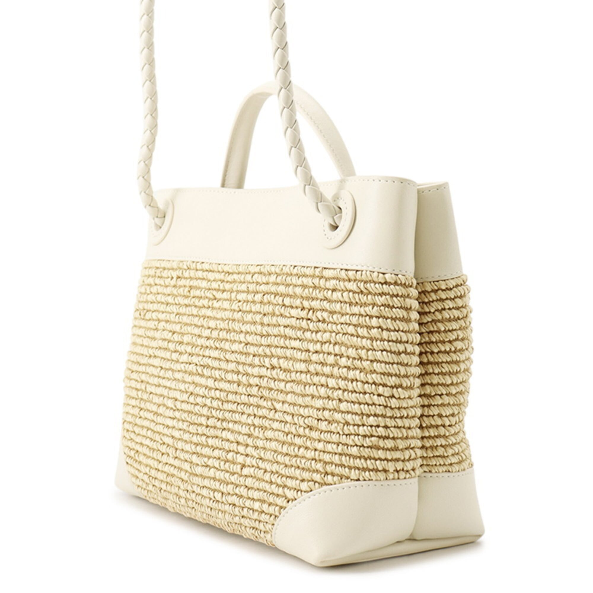 Bottega Veneta White Raffia Handbag Pouch (Pre-Owned)