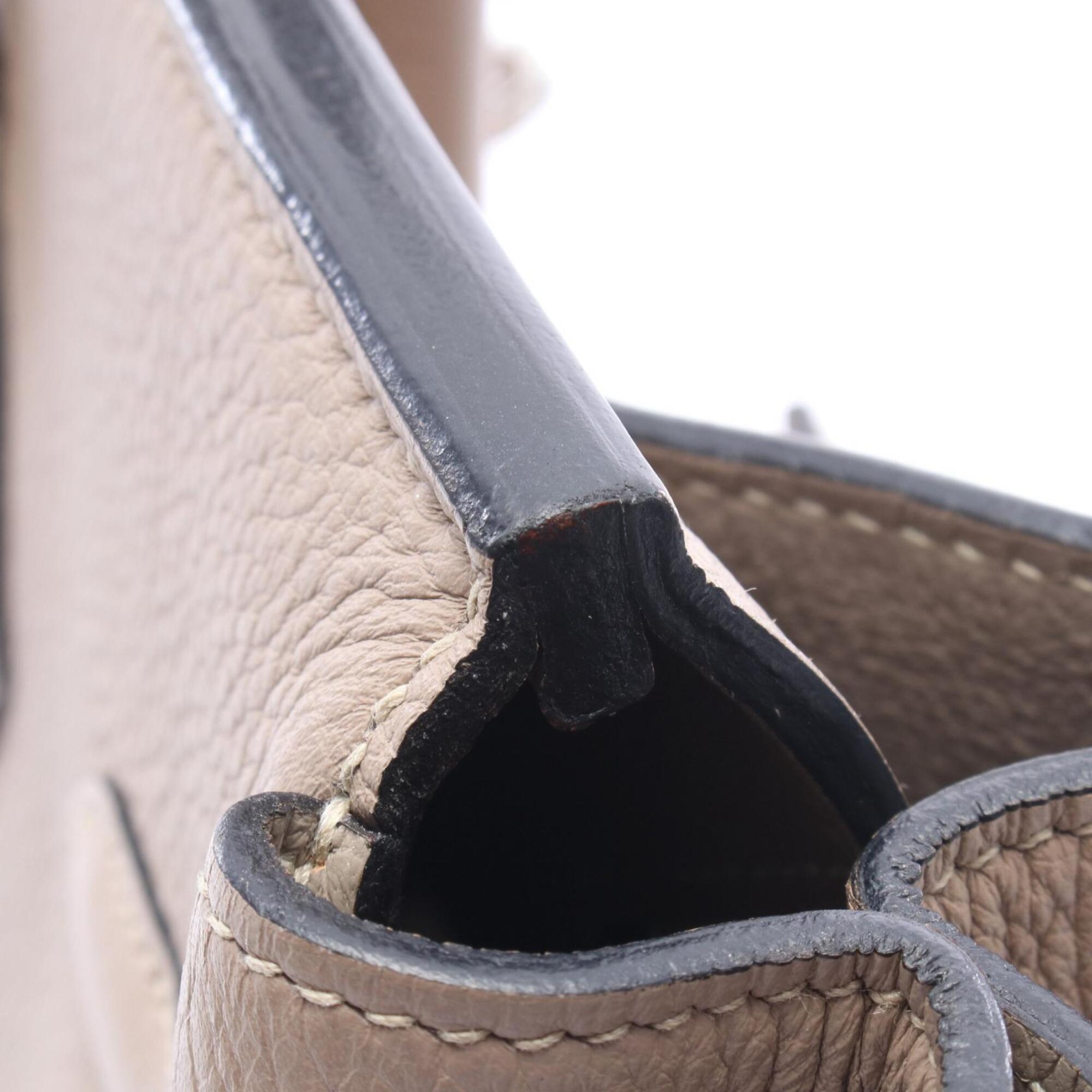Hermes Beige Gris Tourterelle Taurillon Clemence Leather Leather Handbag (Pre-Owned)