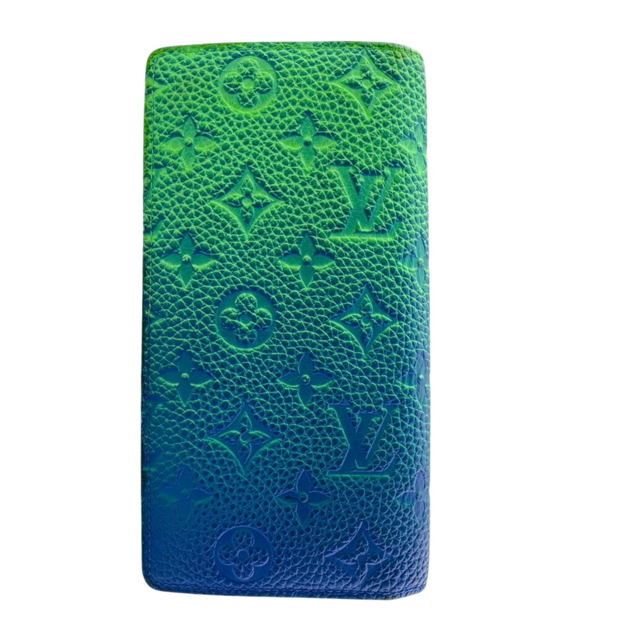 Louis Vuitton Blue Blue Green Leather Long Wallet (Bi-Fold) (Pre-Owned)