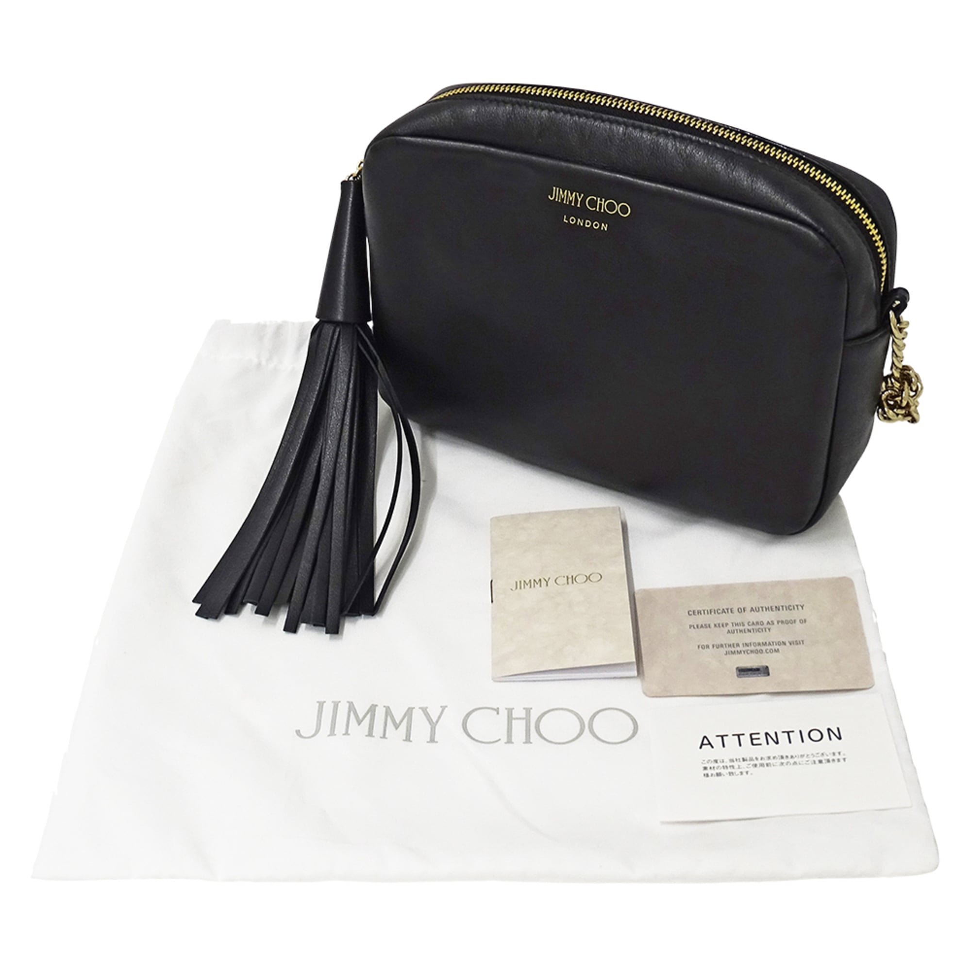 Jimmy Choo Black Leather Handbag Shoulder Bag (Pre-Owned)