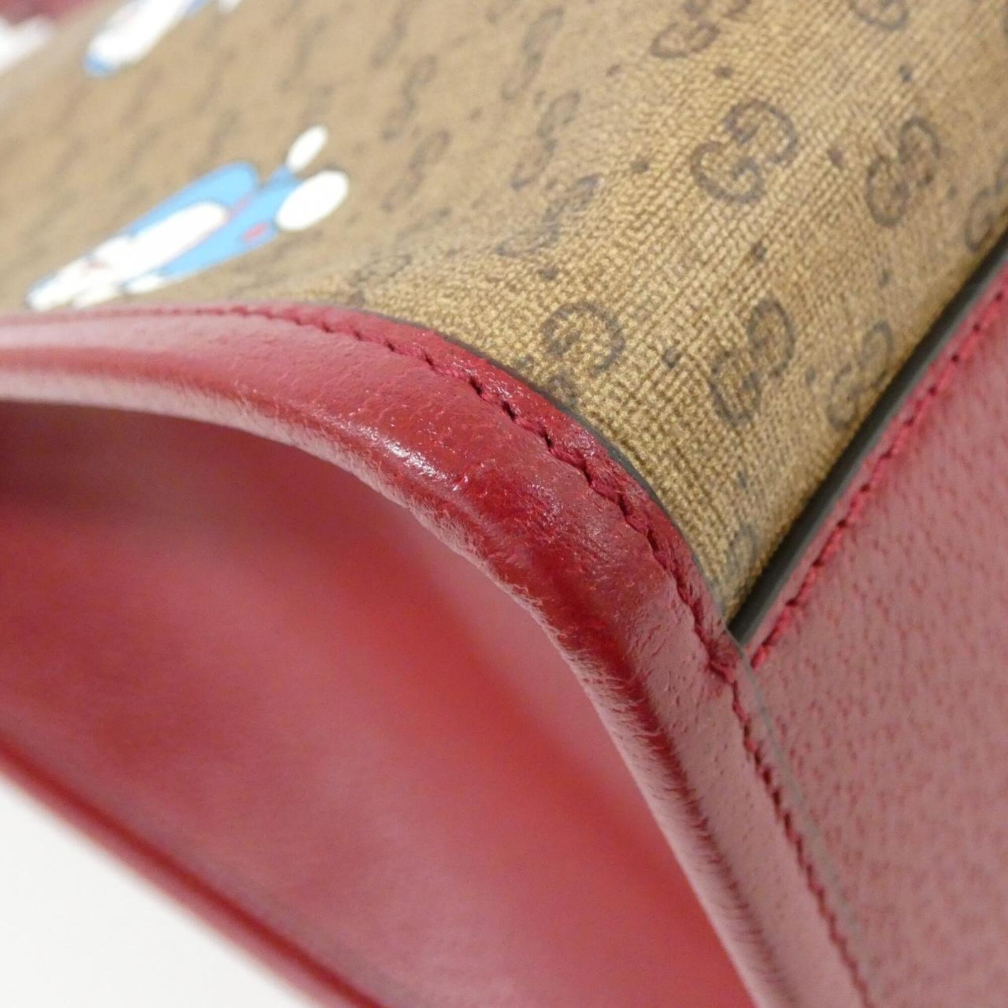 Gucci Beige Cherry Red Gg Supreme Handbag (Pre-Owned)