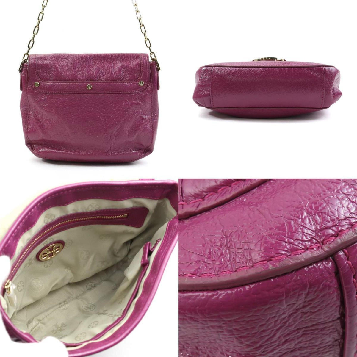 Tory Burch Pink Purple Leather Shoulder Bag (Pre-Owned)