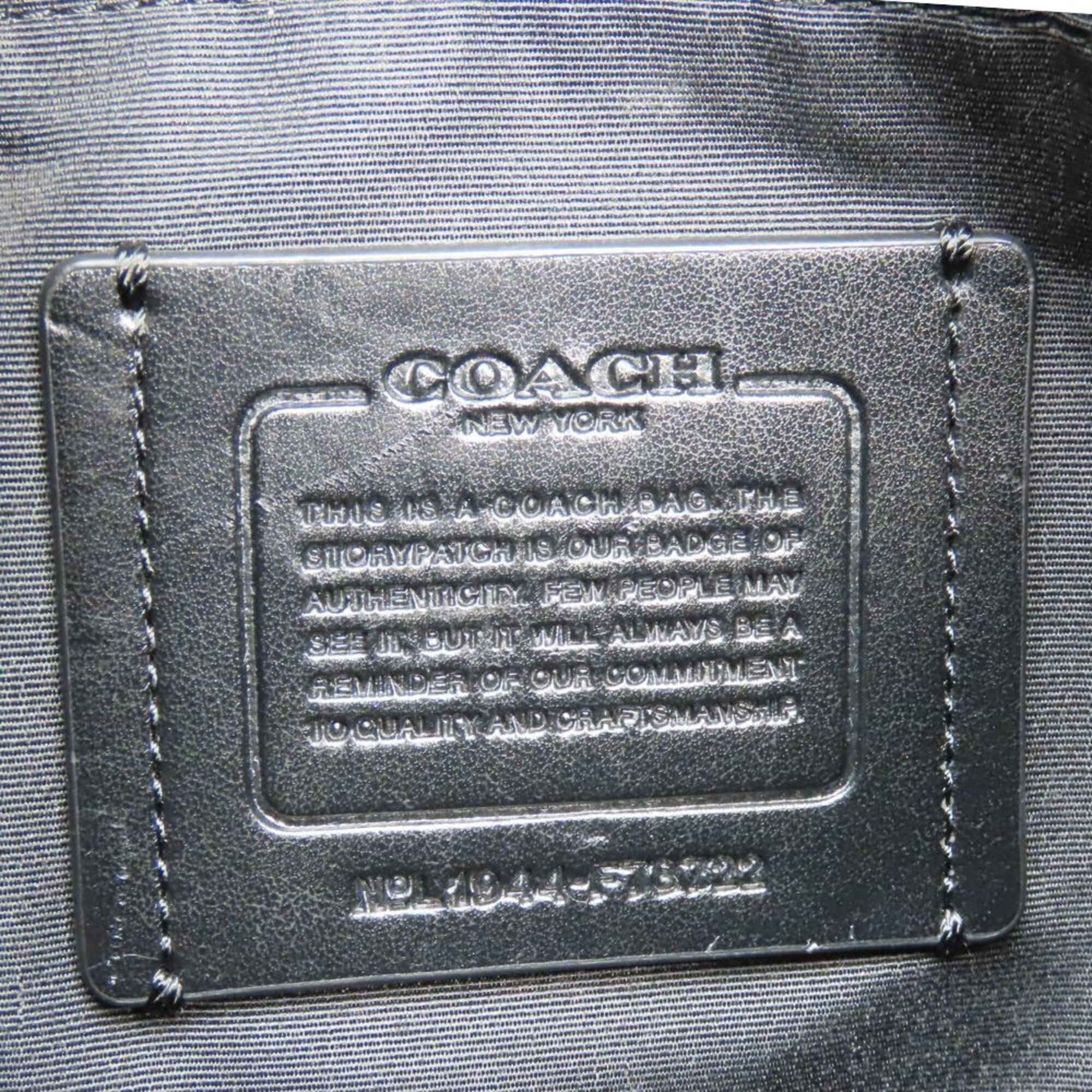 Coach Black Dark Gray Pvc Coated Canvas Leather Shoulder Bag (Pre-Owned)