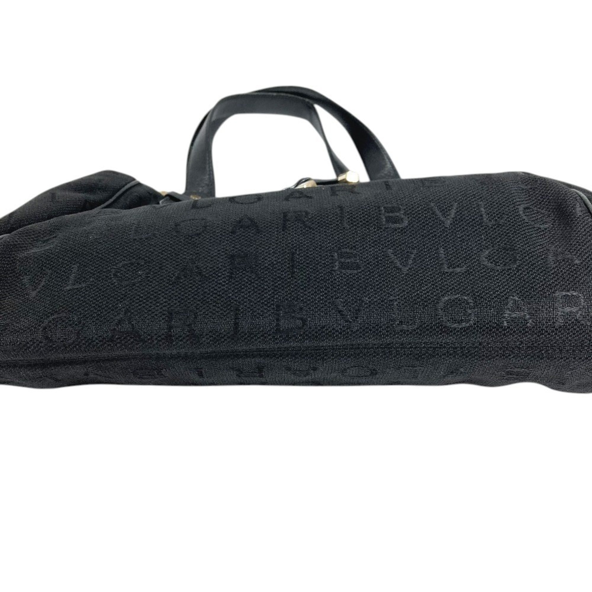 Bvlgari Black Canvas Leather Shoulder Bag Tote Bag (Pre-Owned)