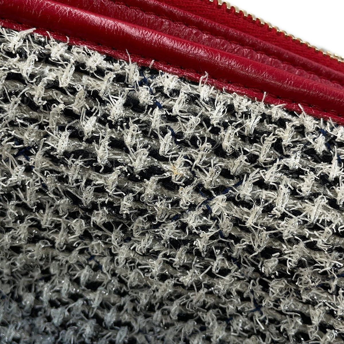 Chanel Navy Red Color White Tweed Leather Handbag Shoulder Bag (Pre-Owned)