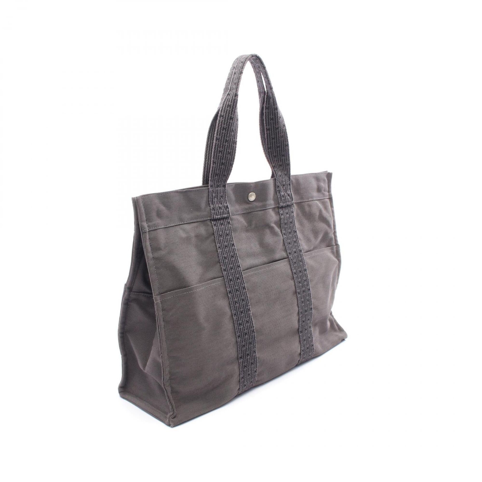 Hermes Gray Canvas Handbag Tote Bag (Pre-Owned)