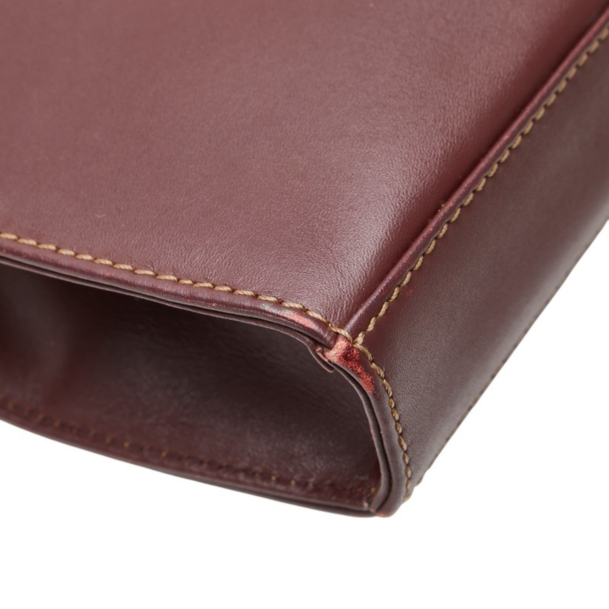 Cartier Bordeaux Wine Red Leather Shoulder Bag (Pre-Owned)