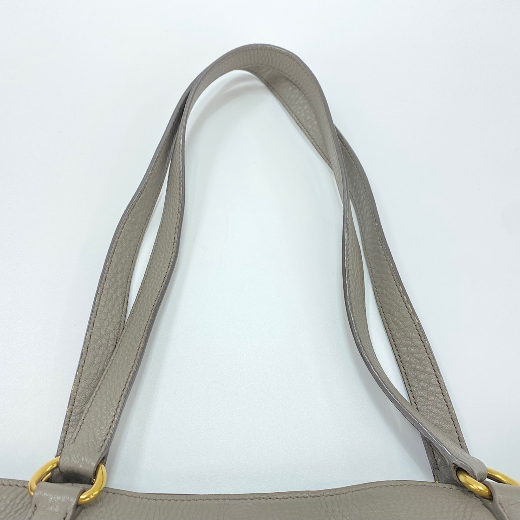 Prada Gray Leather Tote Bag (Pre-Owned)
