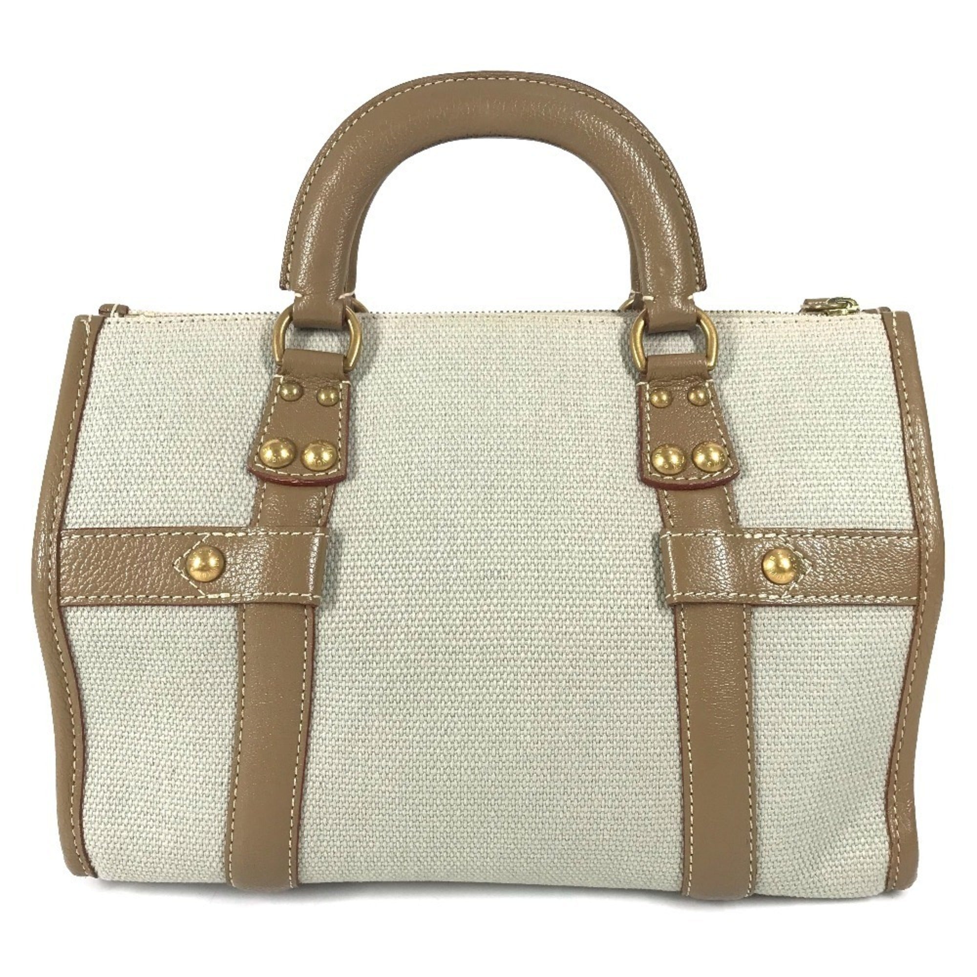Louis Vuitton Beige Leather Canvas Handbag Tote Bag (Pre-Owned)