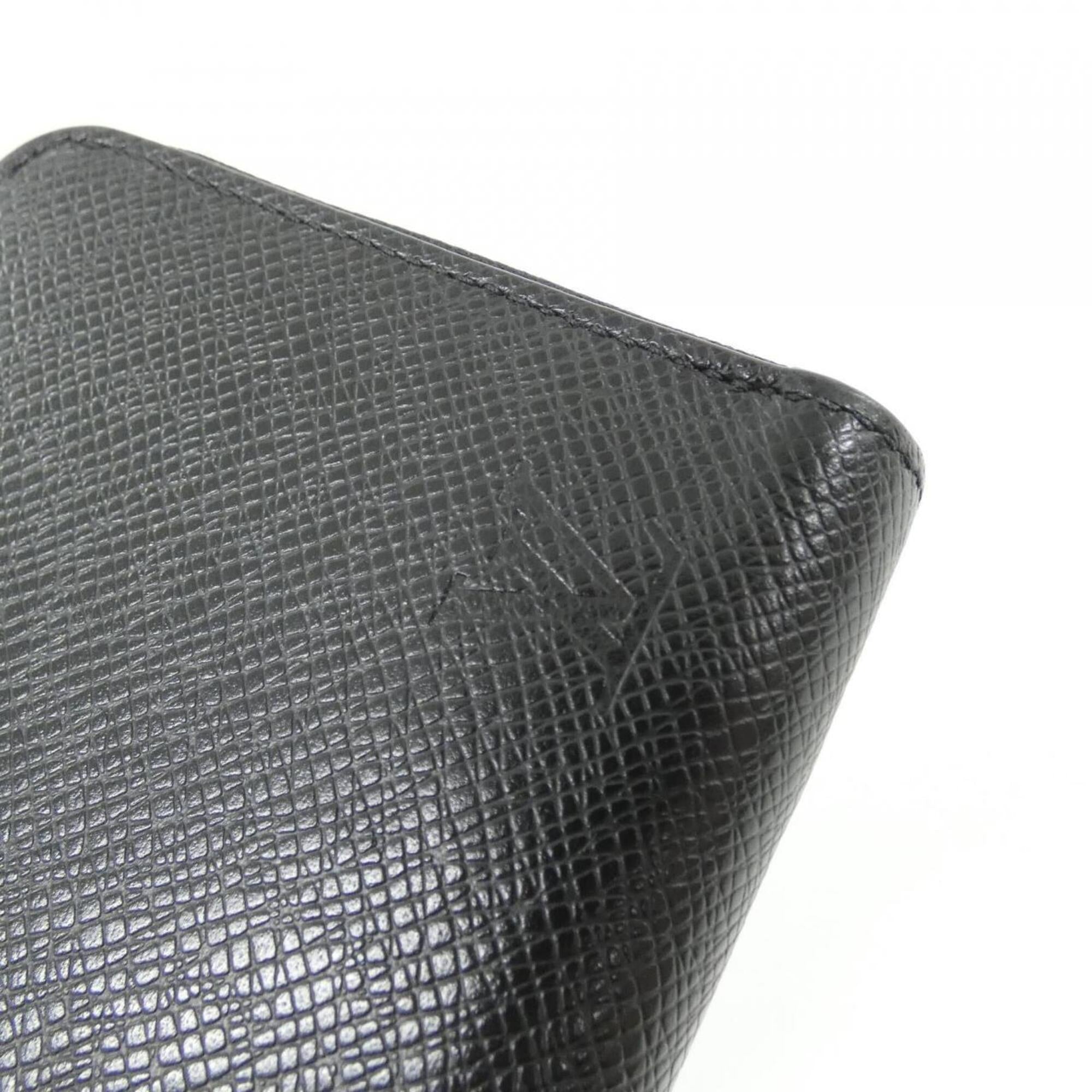 Louis Vuitton Black Leather Long Wallet (Bi-Fold) (Pre-Owned)