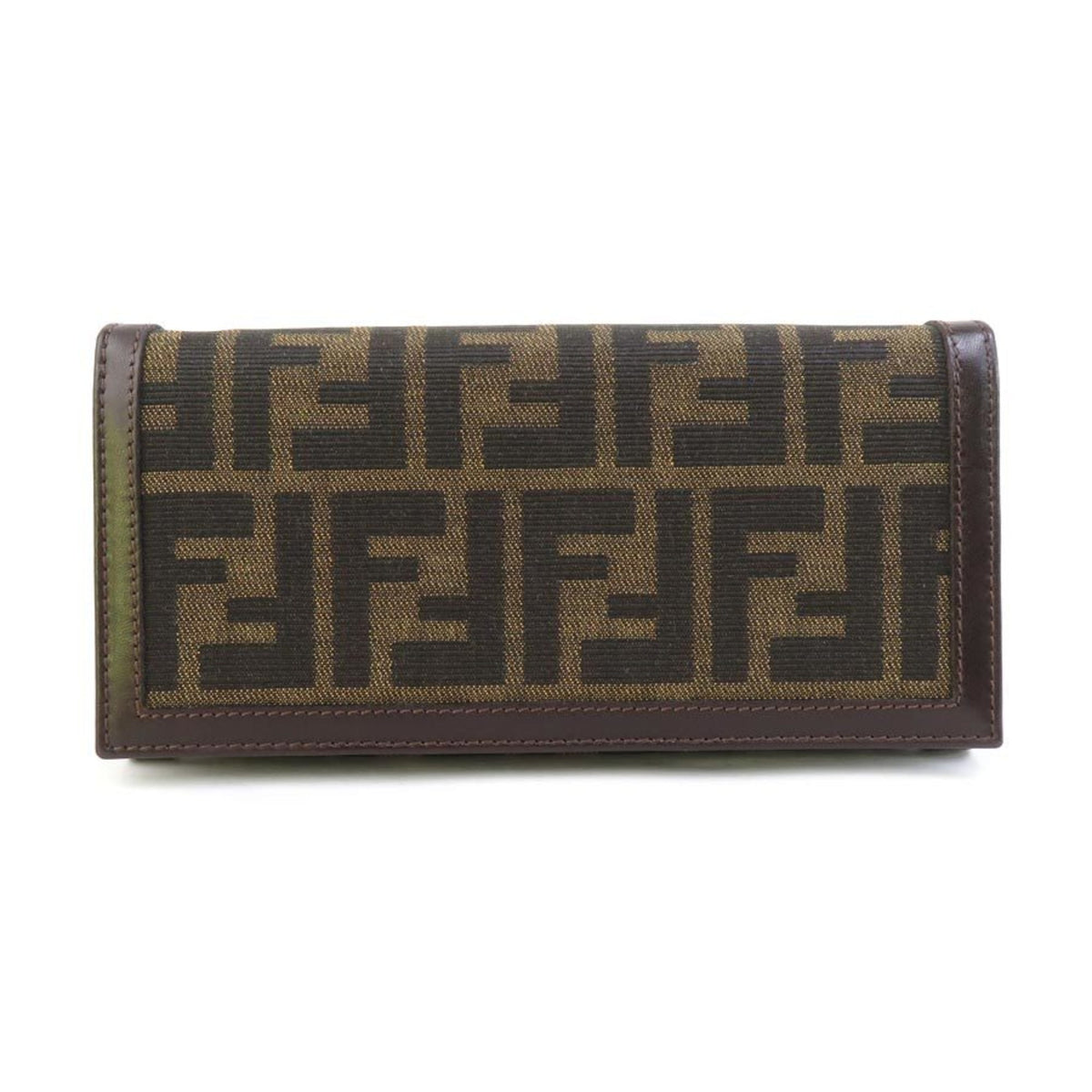 Fendi Brown Canvas Leather Long Wallet (Bi-Fold) (Pre-Owned)