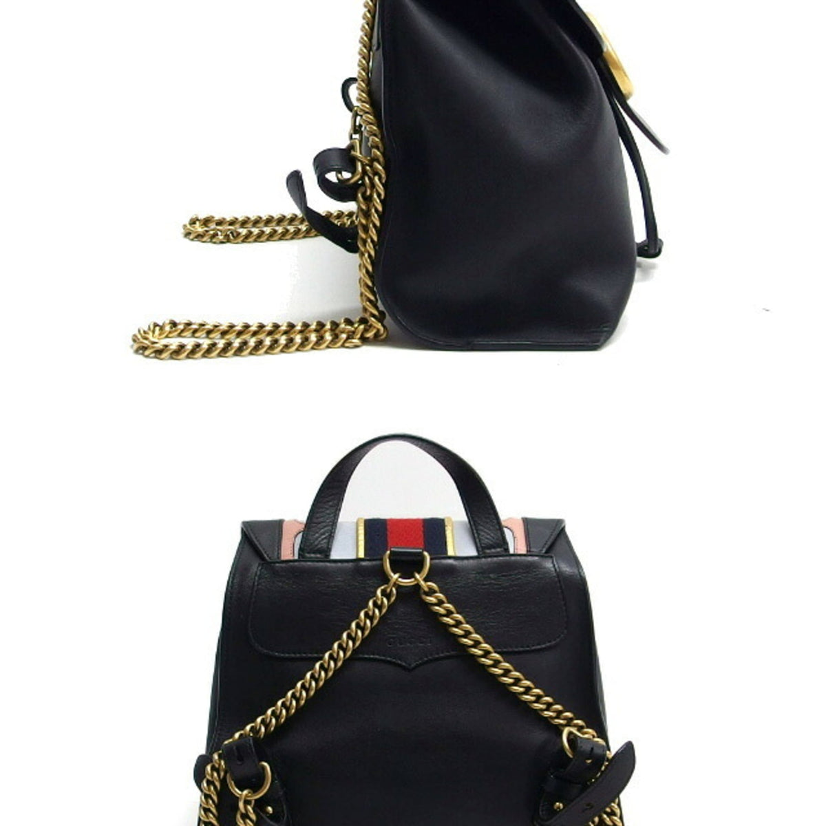 Gucci Black Multi-Color Leather Backpack (Pre-Owned)