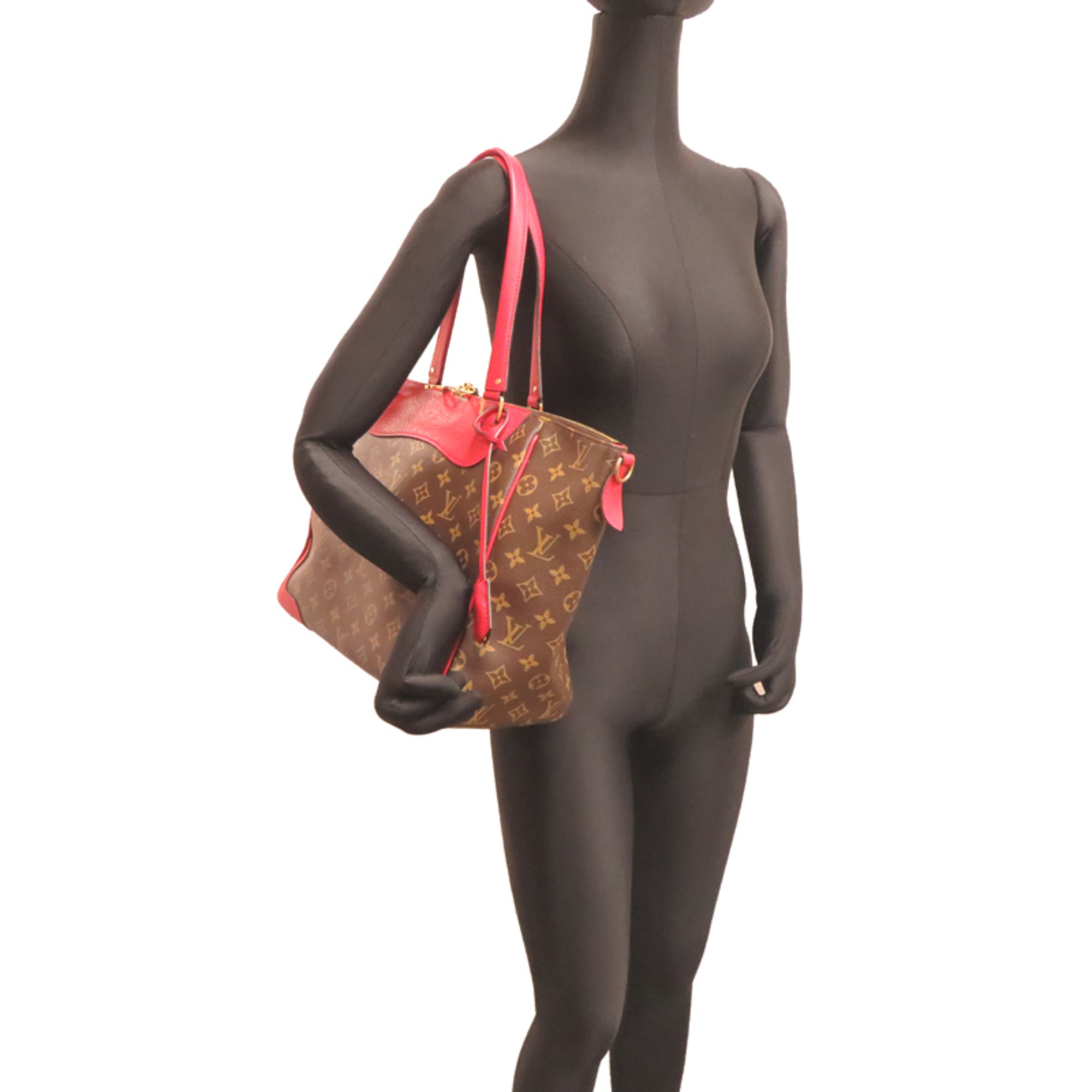 Louis Vuitton Brown Red Color Monogram Handbag (Pre-Owned)
