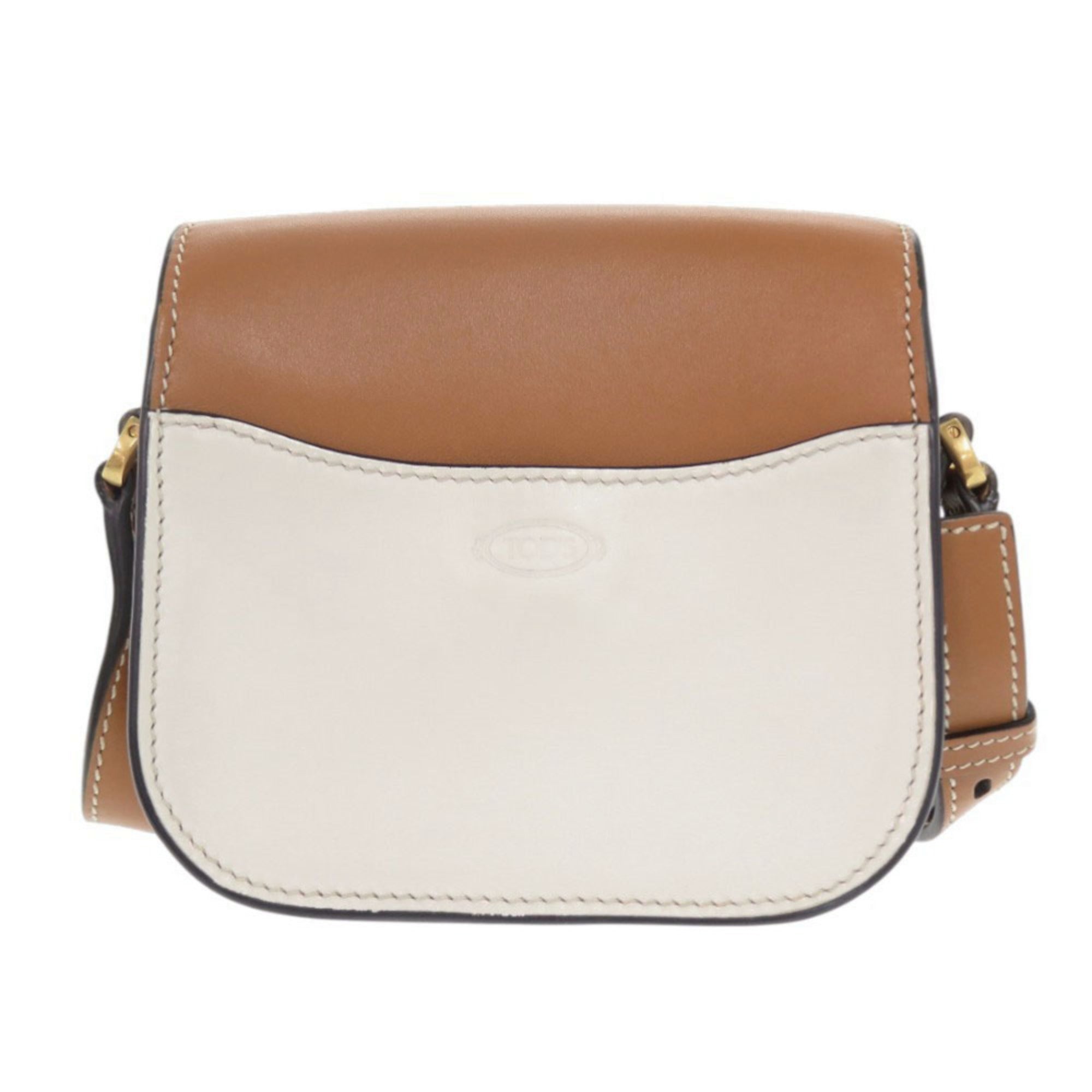 Tod's Brown White Leather Shoulder Bag (Pre-Owned)