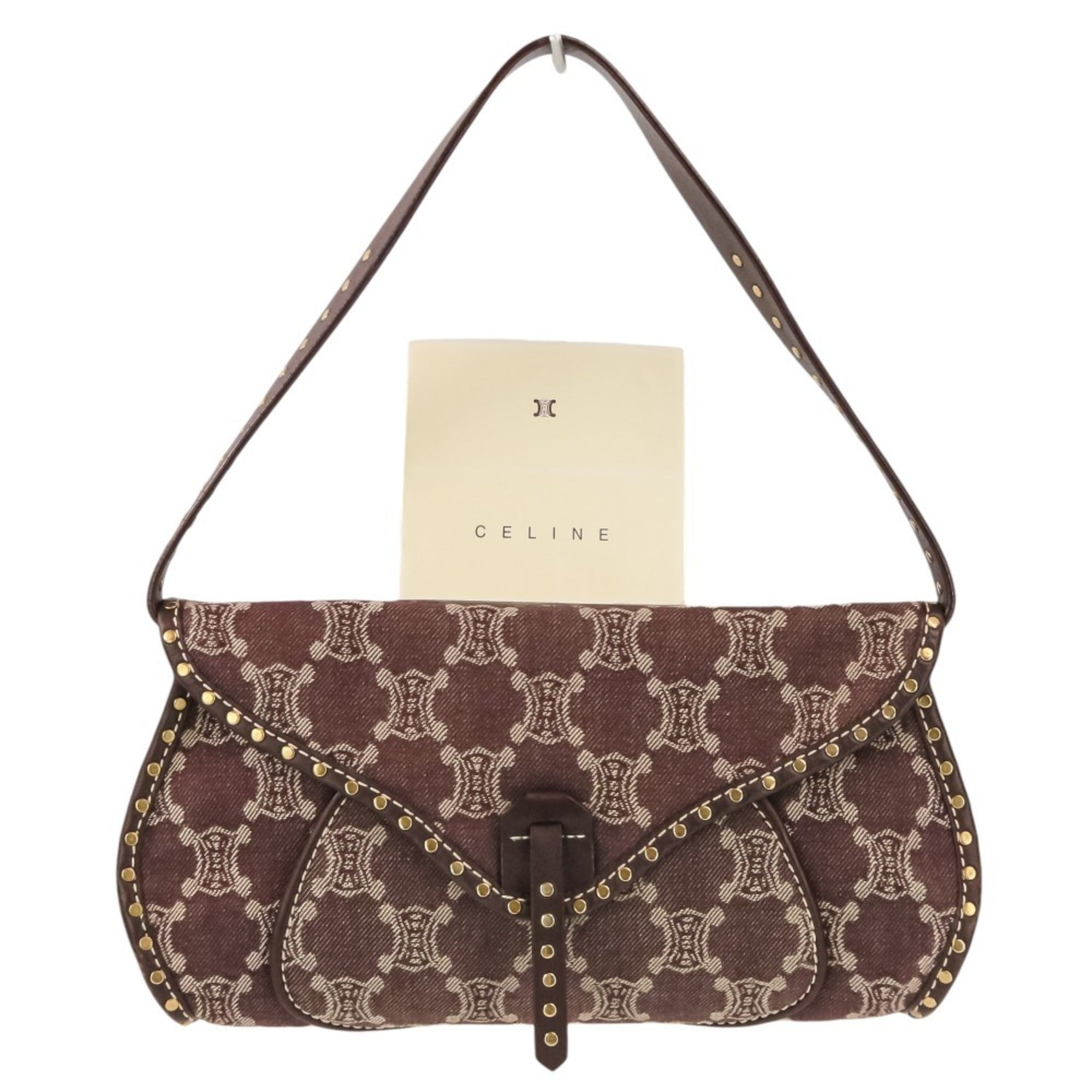 Celine Bordeaux Brown Canvas Leather Handbag Shoulder Bag (Pre-Owned)