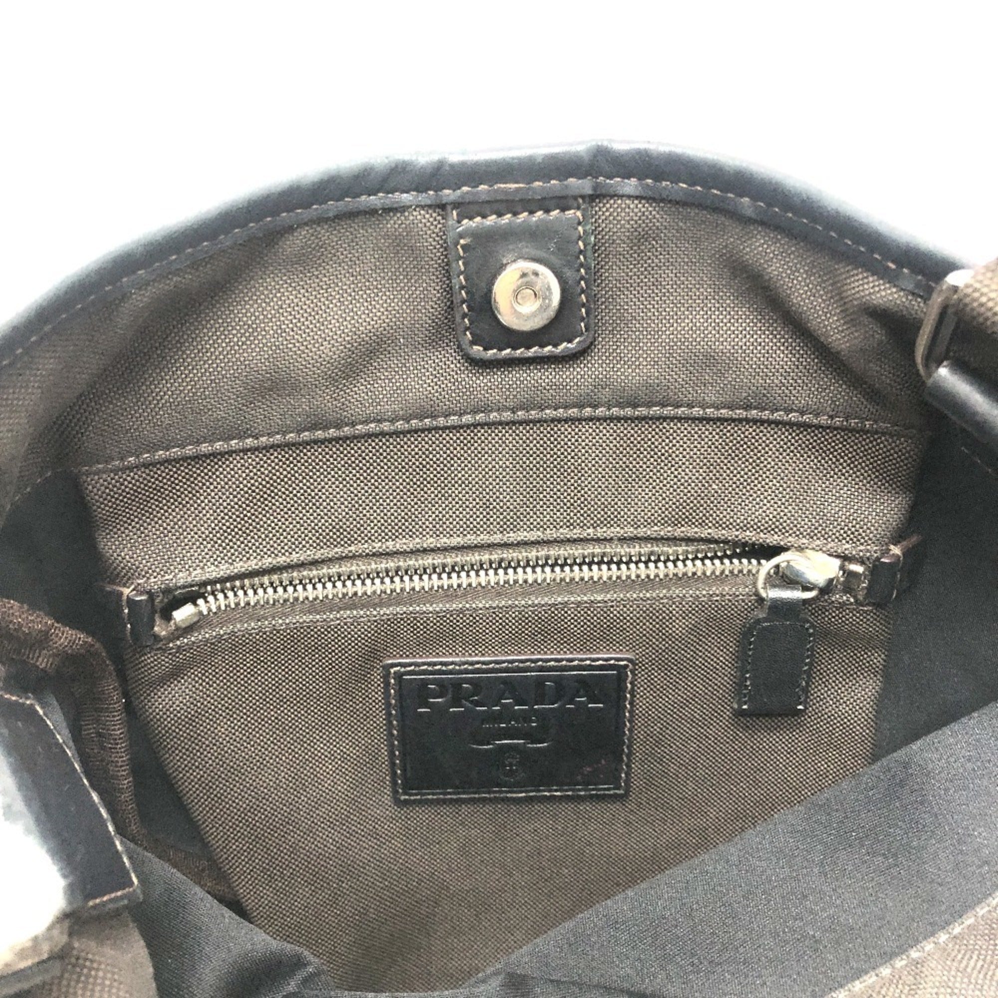 Prada Brown Canvas Pochette Shoulder Bag (Pre-Owned)