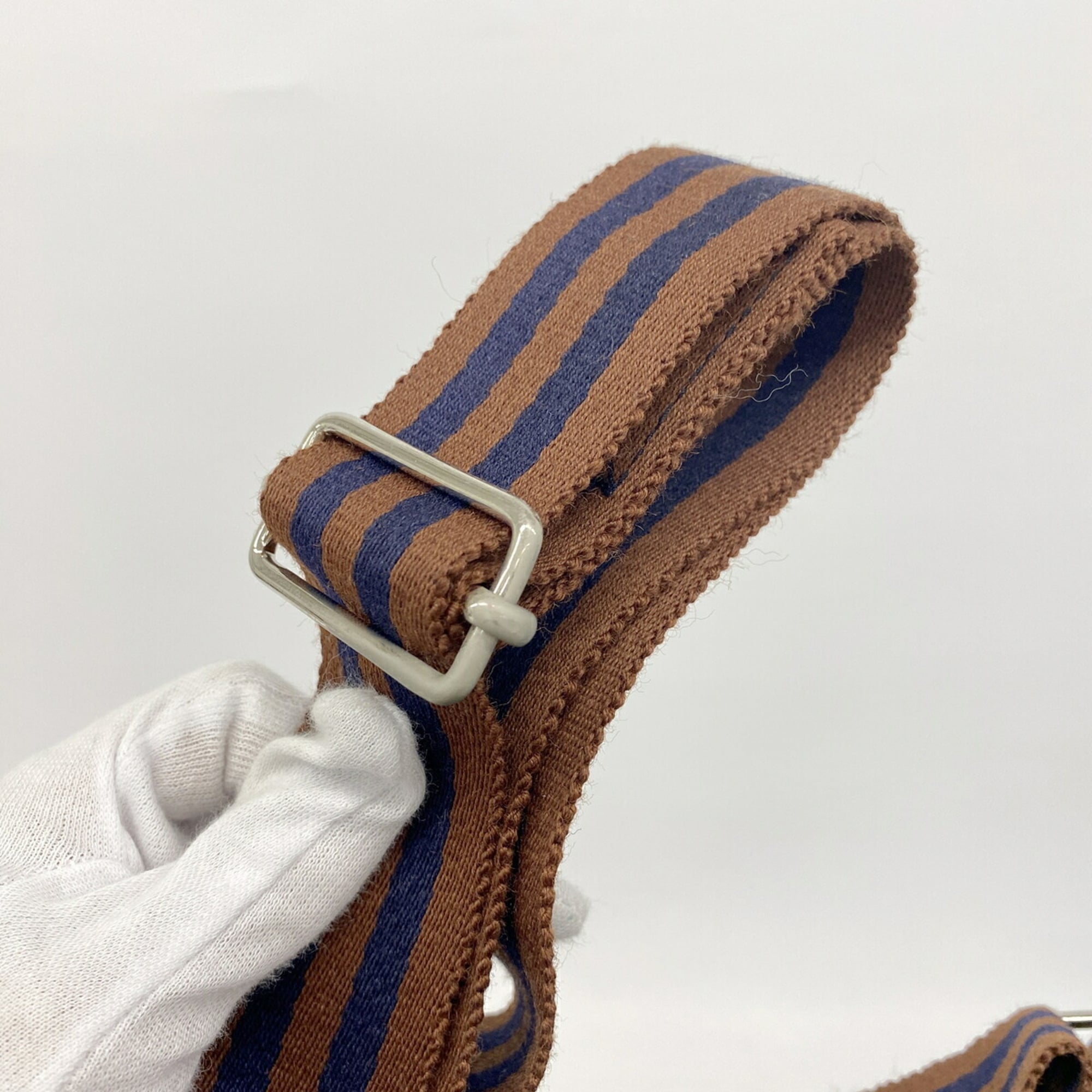 Hermes Navy Nylon Canvas Shoulder Bag (Pre-Owned)