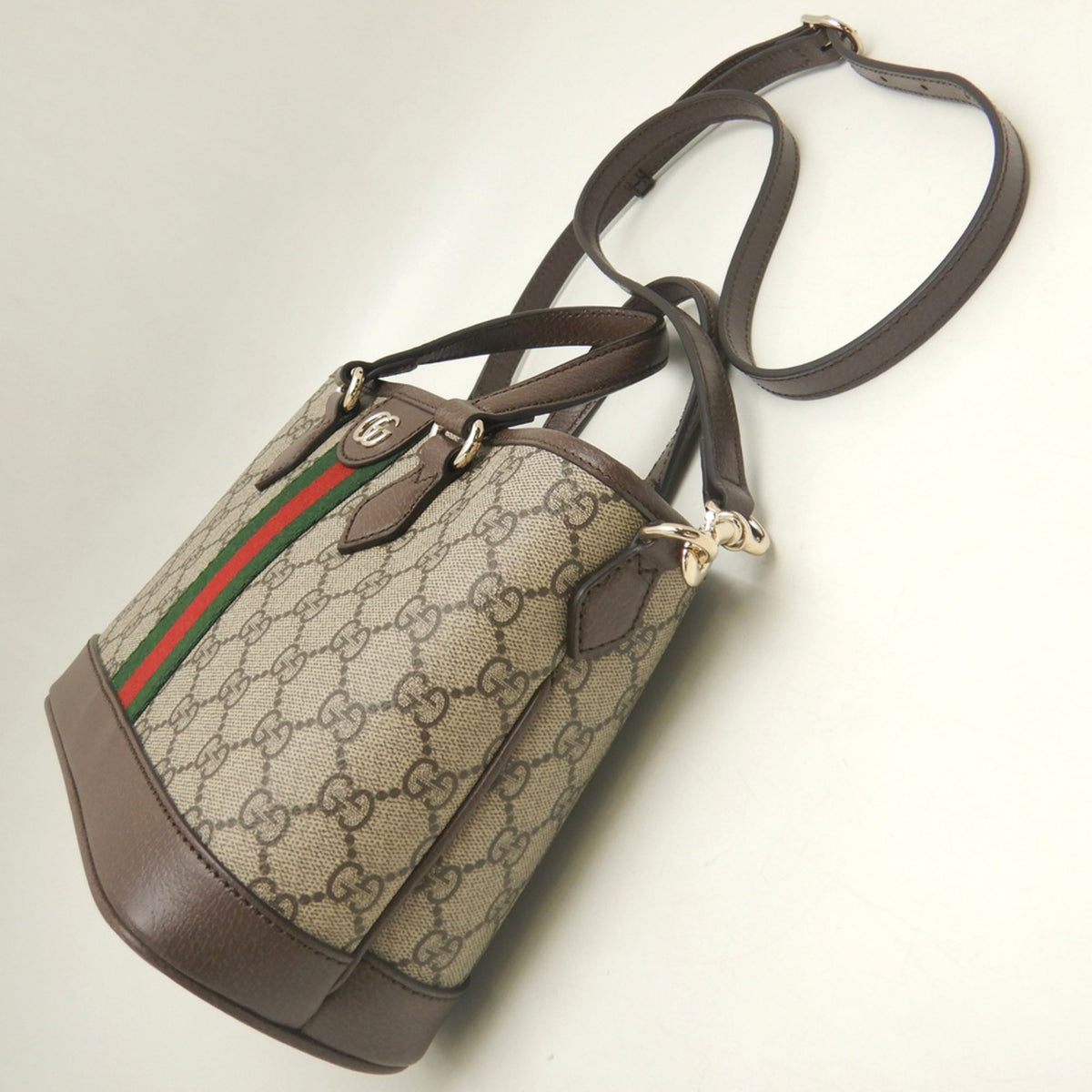 Gucci Beige Gg Supreme Canvas Leather Tote Bag (Pre-Owned)