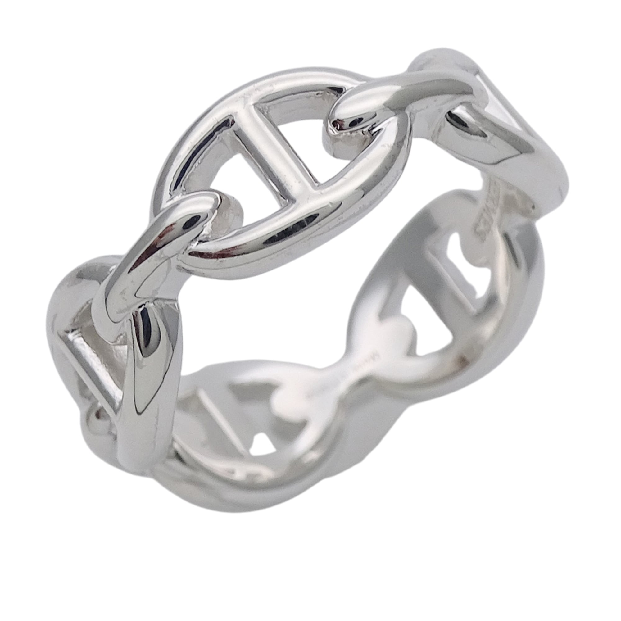 Hermes Silver Silver 925 Band Ring (Pre-Owned)