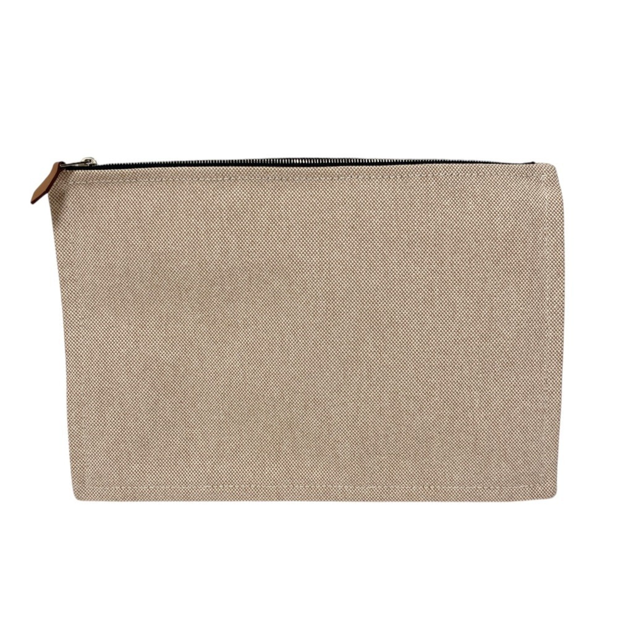 Hermes Beige Canvas Pouch (Pre-Owned)